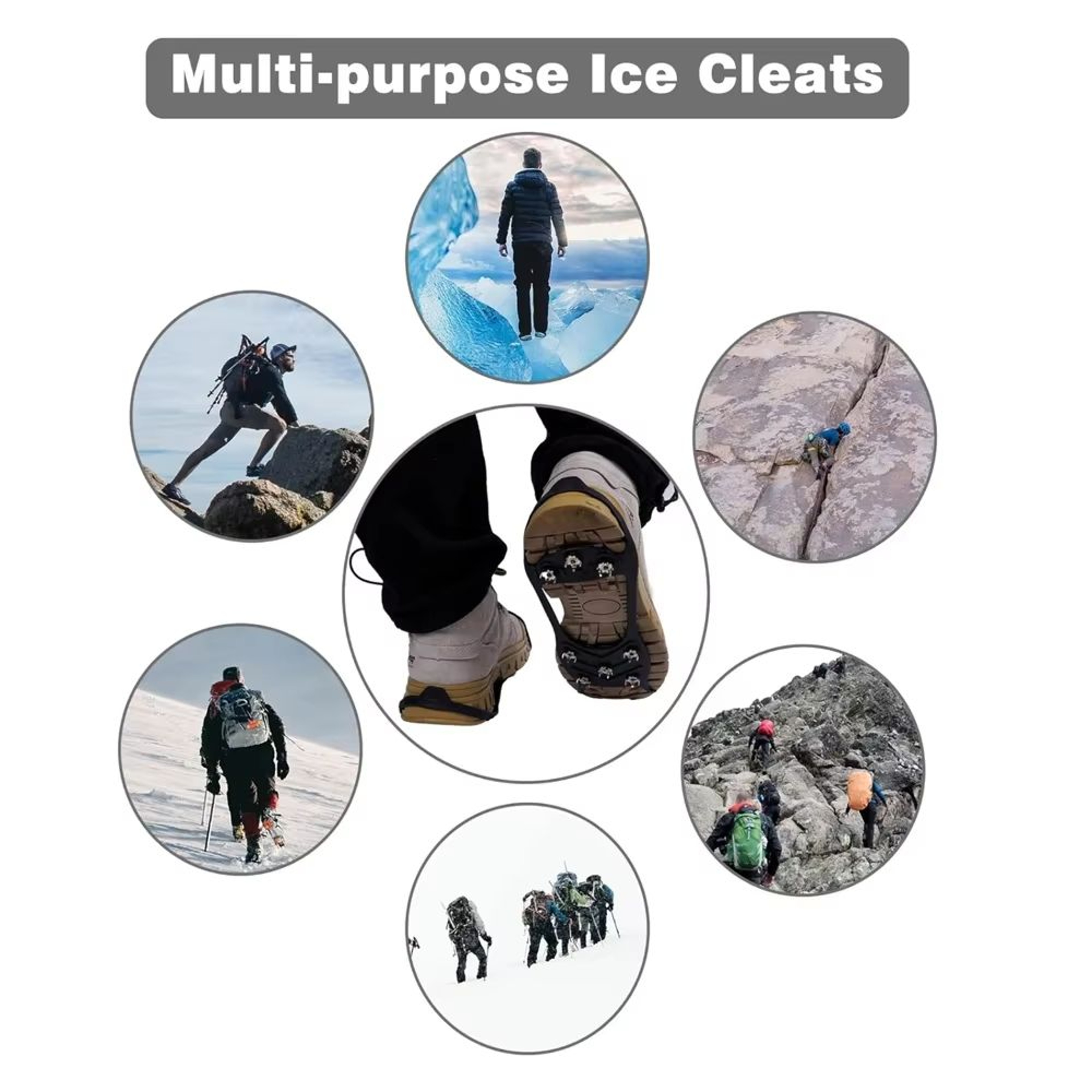 8Tooth Ice  Snow Crampon Traction Covers  AntiSlip Shoe Spikes For Outdoor Winter Walking Hiking  F 0