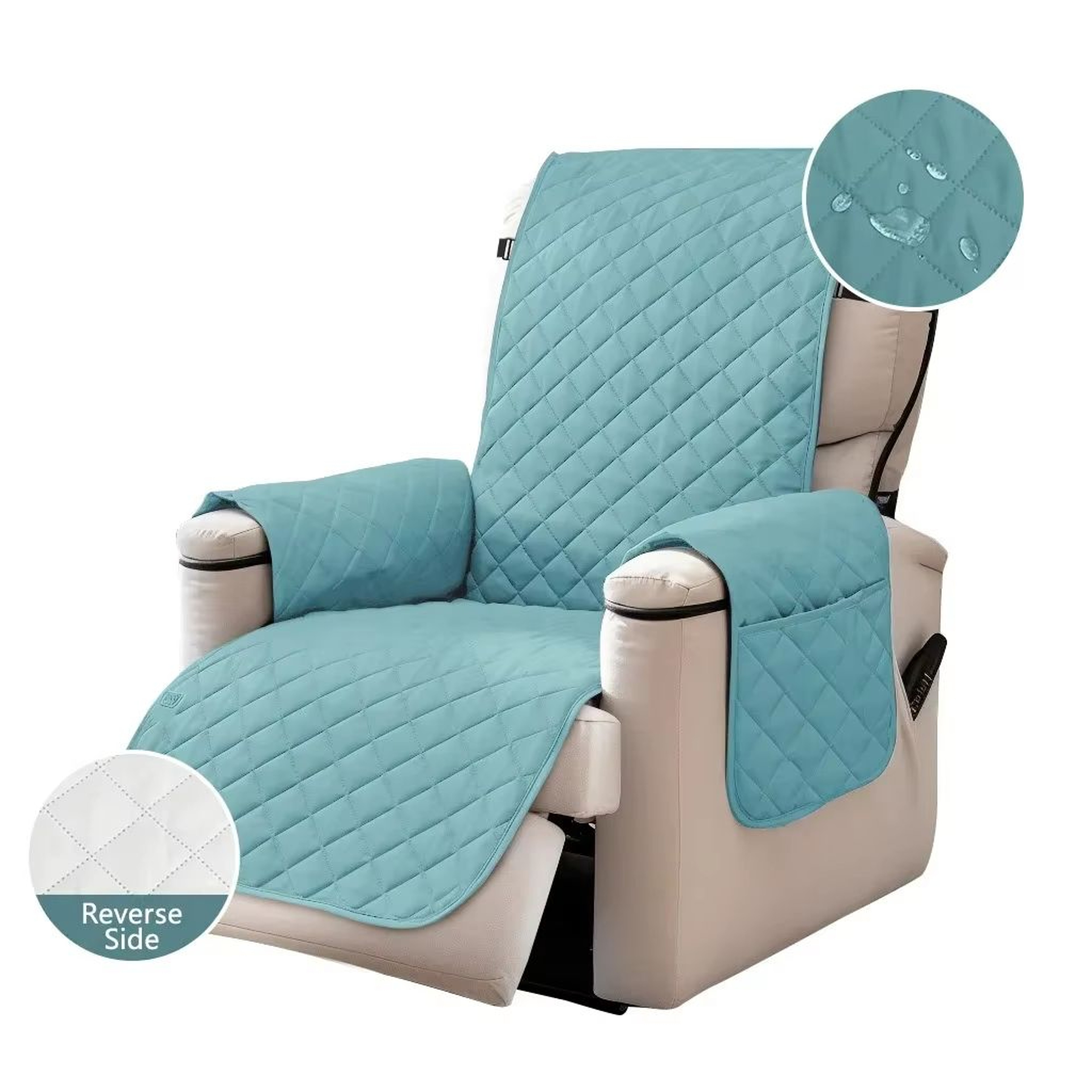 ProtectEase Deluxe Quilted Recliner Cover  Waterproof Armchair  SingleDouble Sofa Protector With Si 10