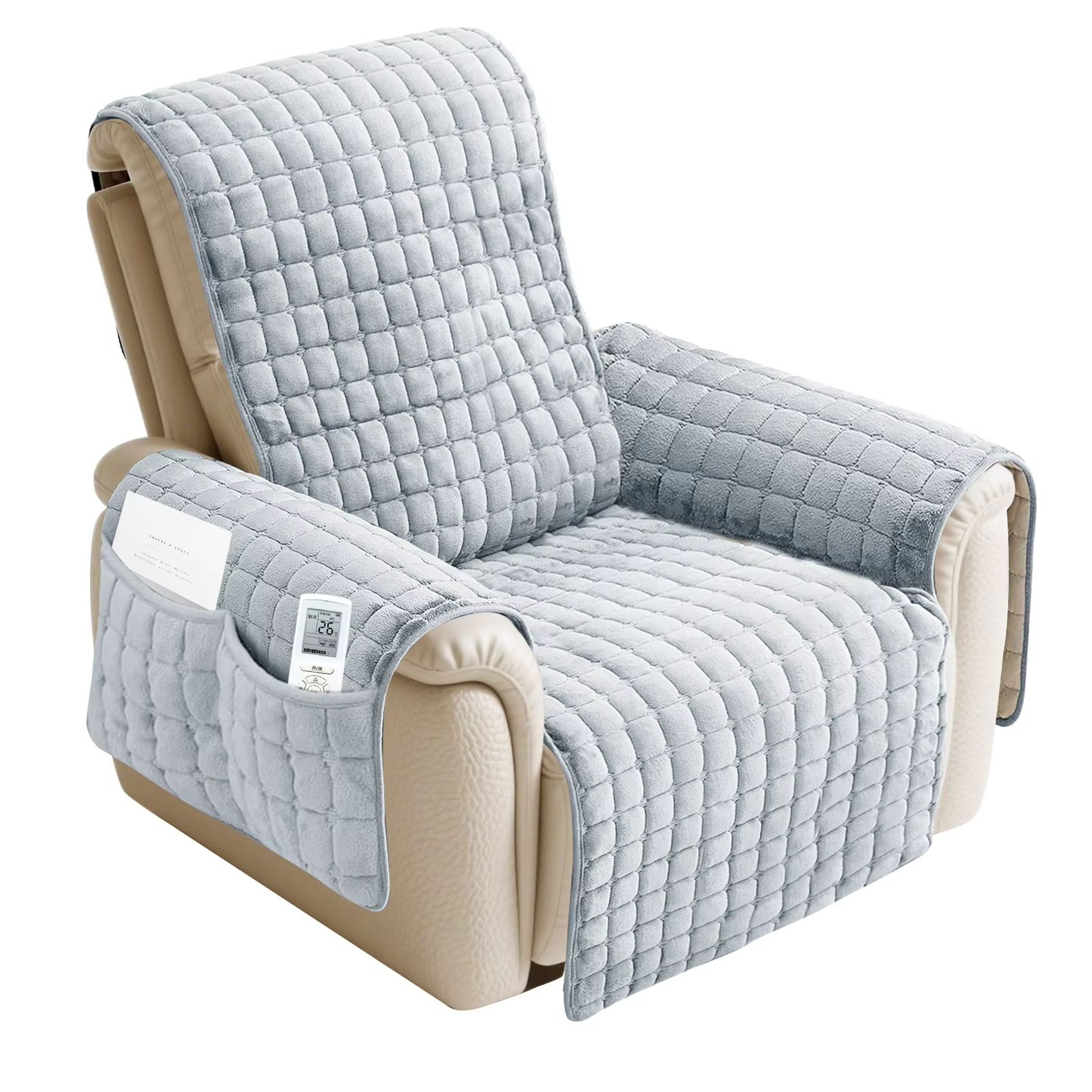 ProtectEase Deluxe Quilted Recliner Cover  Waterproof Armchair  SingleDouble Sofa Protector With Si 12