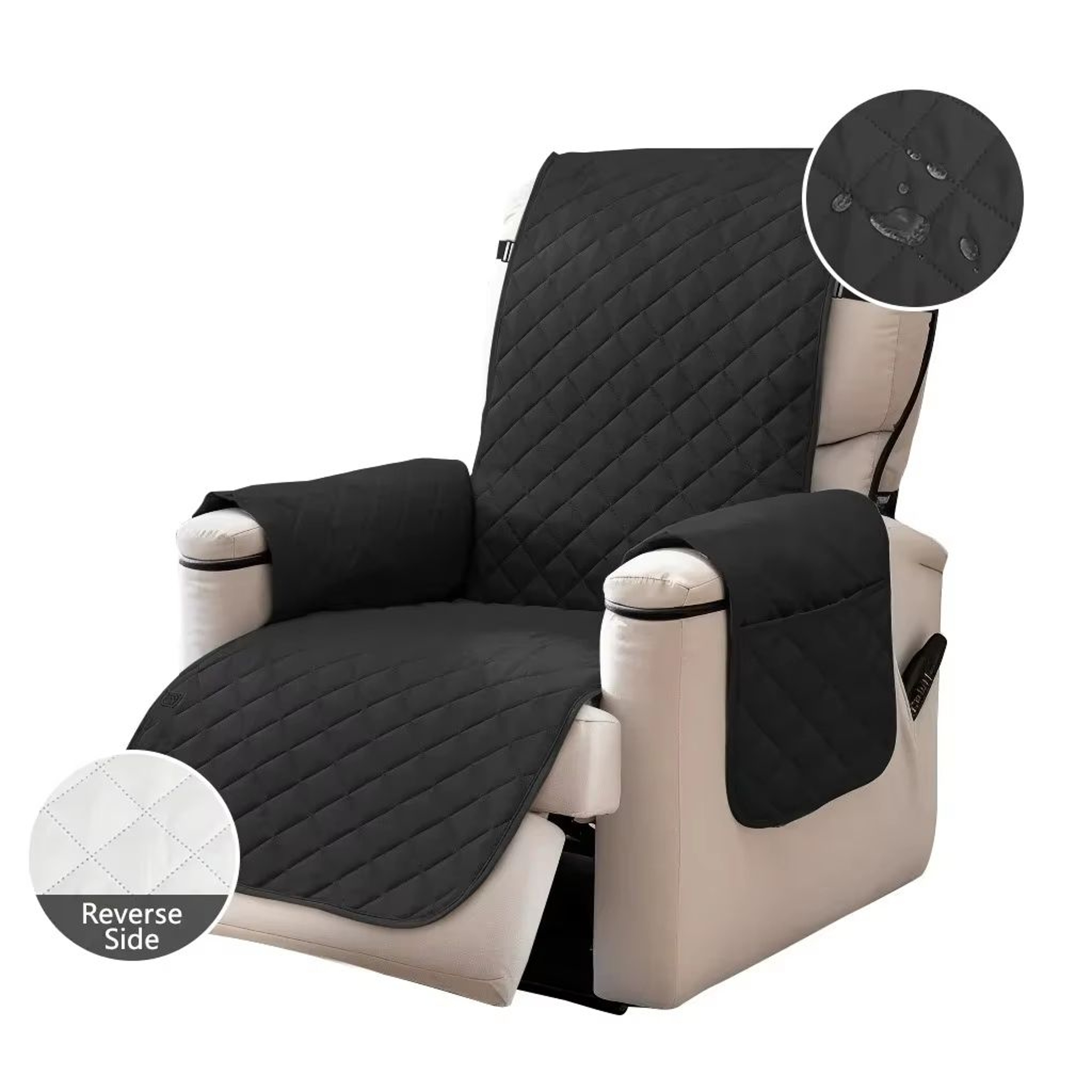 ProtectEase Deluxe Quilted Recliner Cover  Waterproof Armchair  SingleDouble Sofa Protector With Si 6