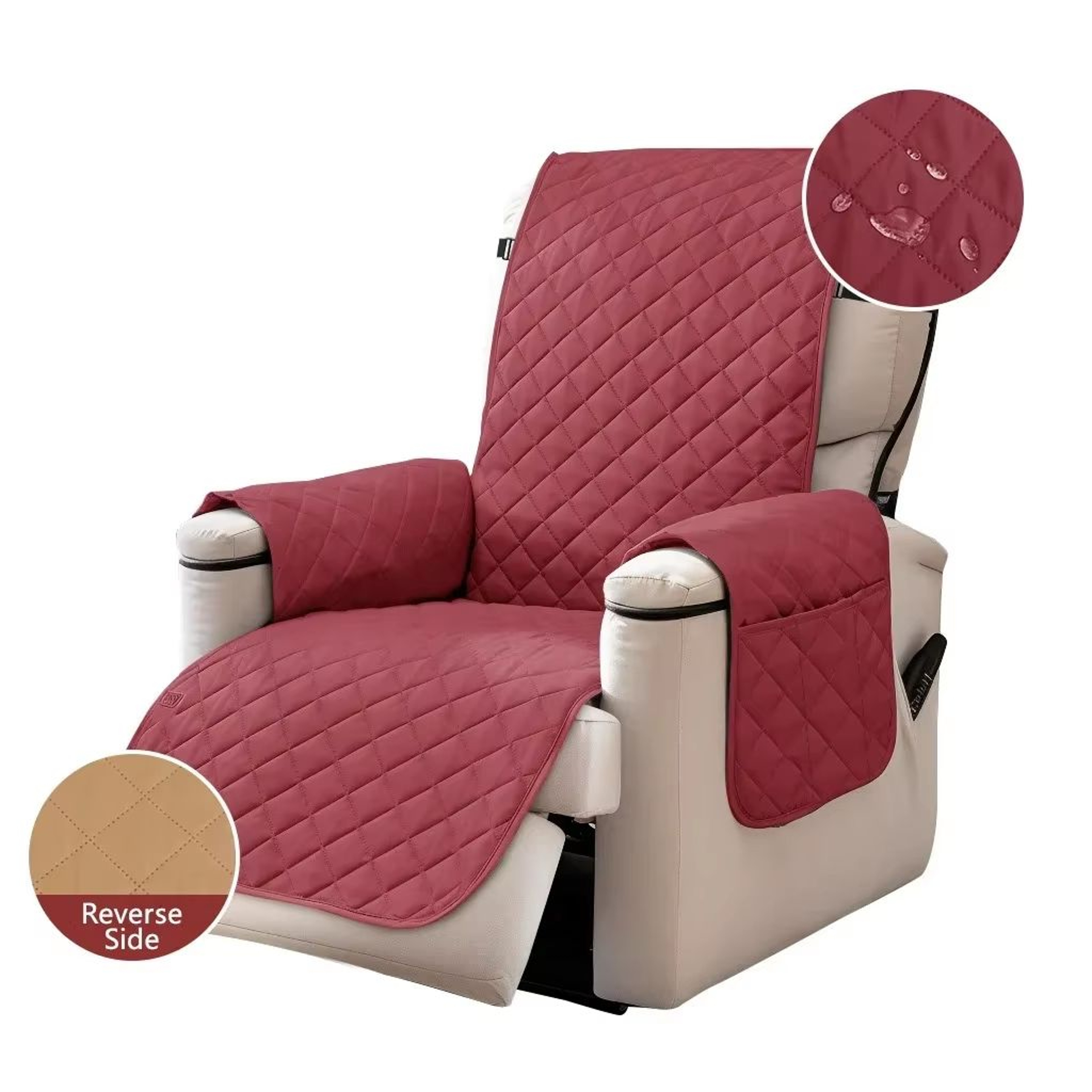 ProtectEase Deluxe Quilted Recliner Cover  Waterproof Armchair  SingleDouble Sofa Protector With Si 7