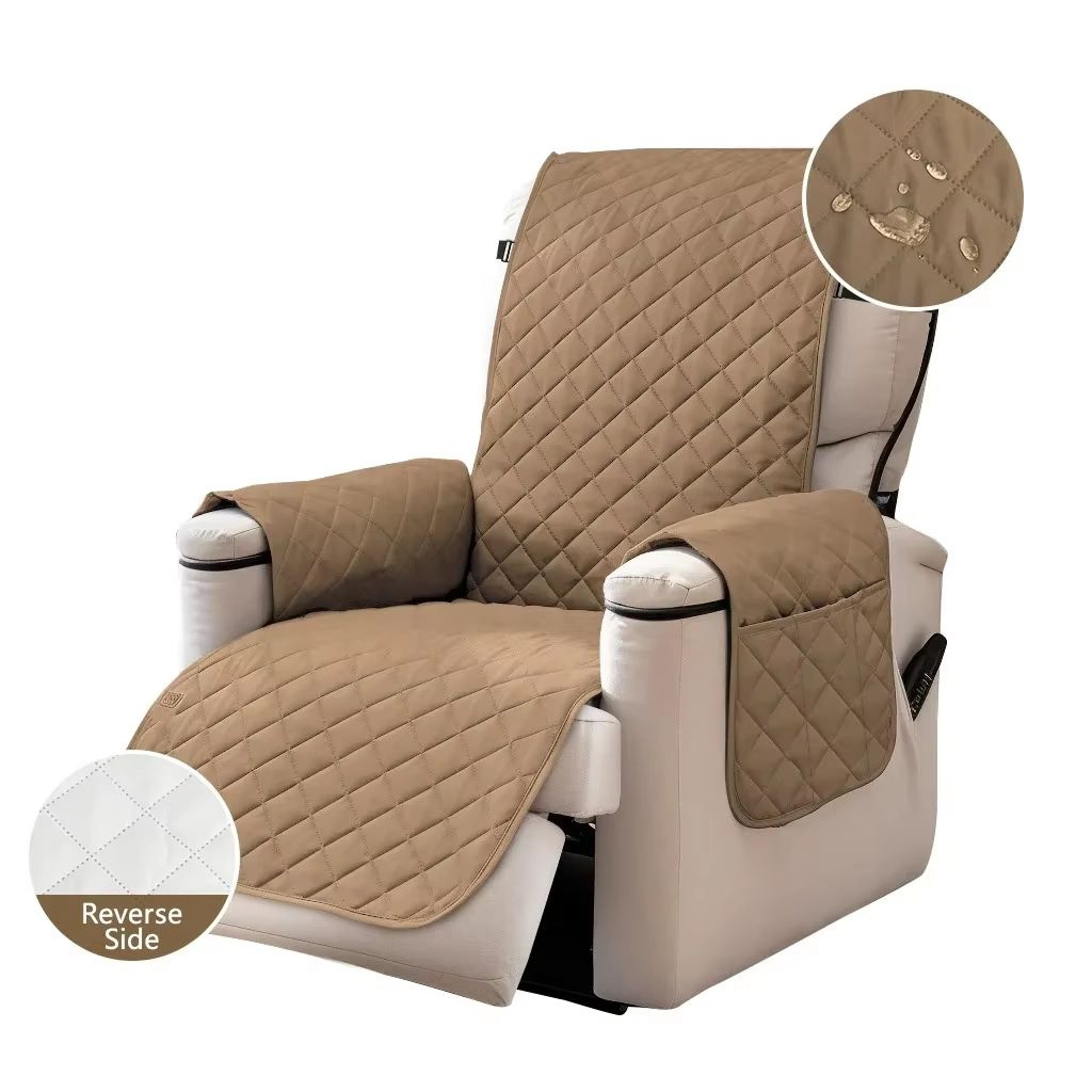 ProtectEase Deluxe Quilted Recliner Cover  Waterproof Armchair  SingleDouble Sofa Protector With Si 8