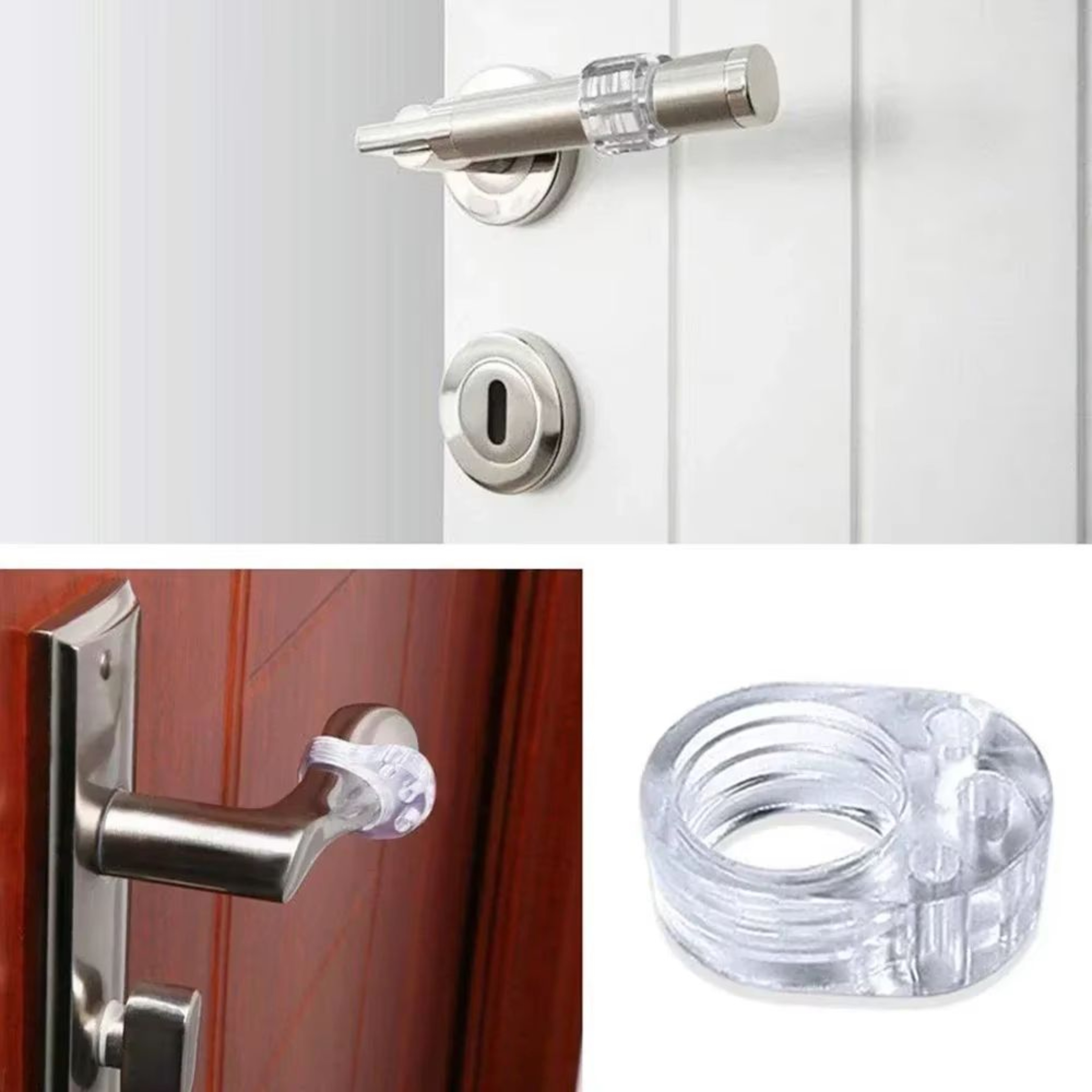CrystalShield Transparent Silicone Door Stopper Pad  Wall  Door Handle Impact Buffer For Baby Safet 3