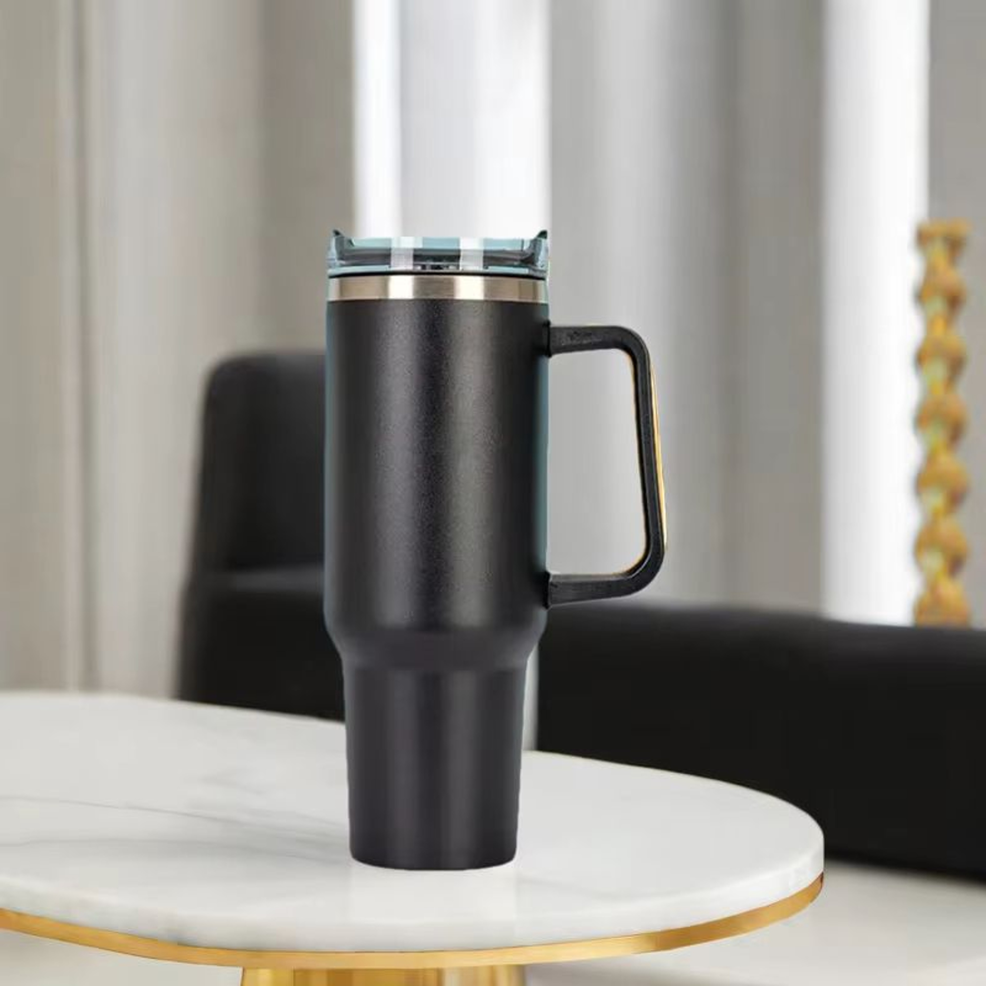 MegaSip 1200 ML40 Oz DoubleWall Insulated Tumbler  Handle  Straw Travel Cup 0