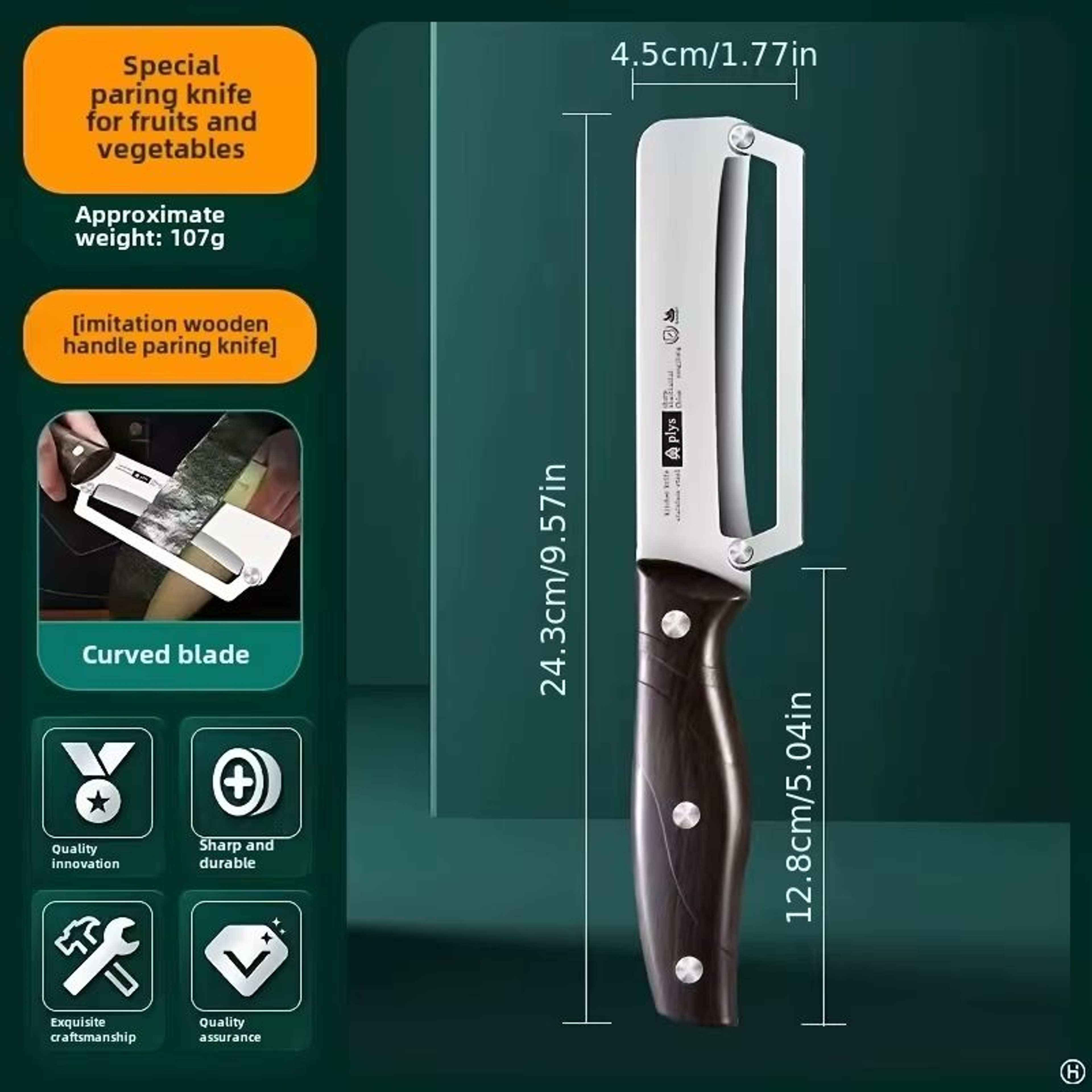 EverSharp WoodHandle Stainless Steel Peeler  Durable And Smooth Operation For Fruits  Vegetables 2