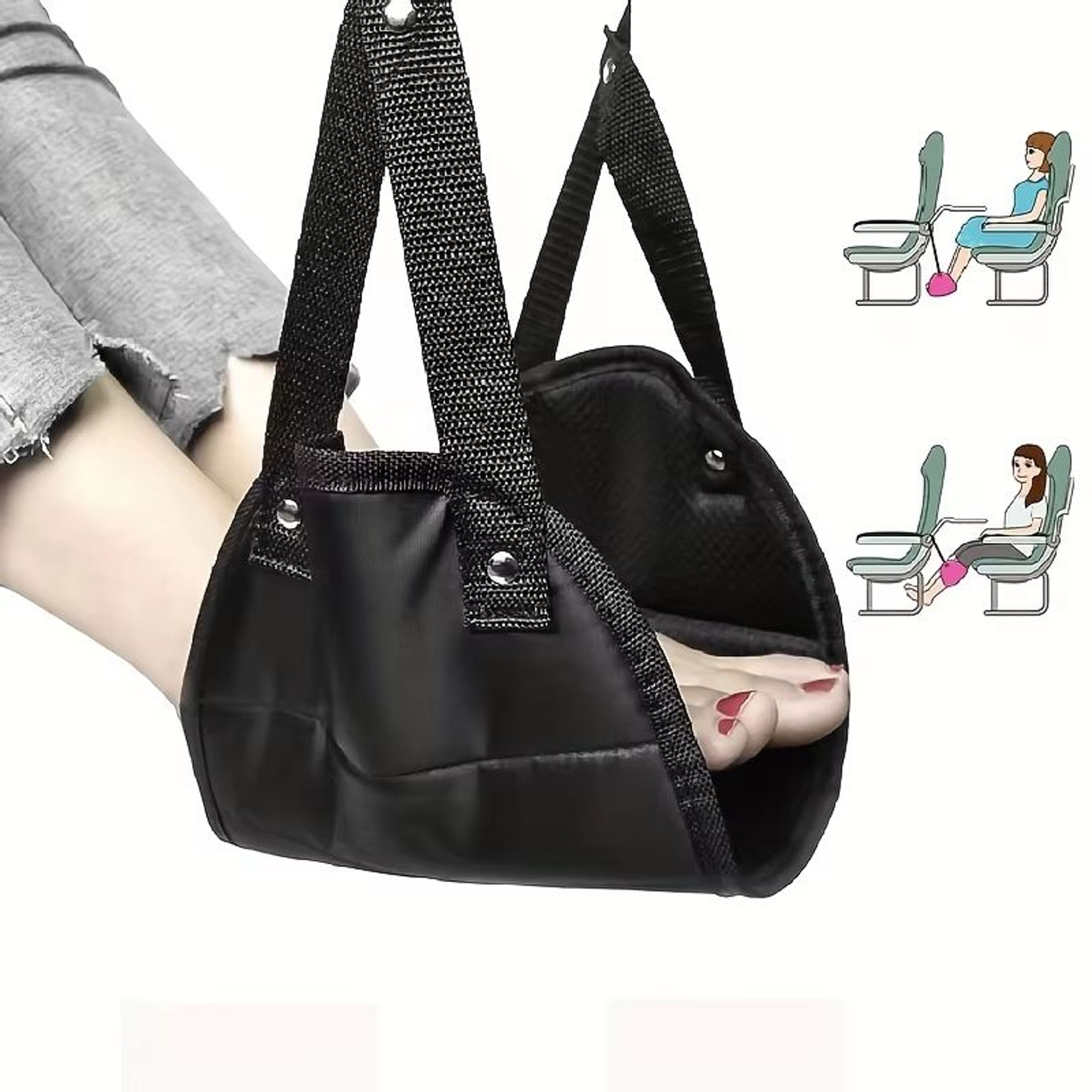 TravelEase Adjustable Strap Airplane Footrest Hammock  Portable Leg Rest For Travel Comfort 0