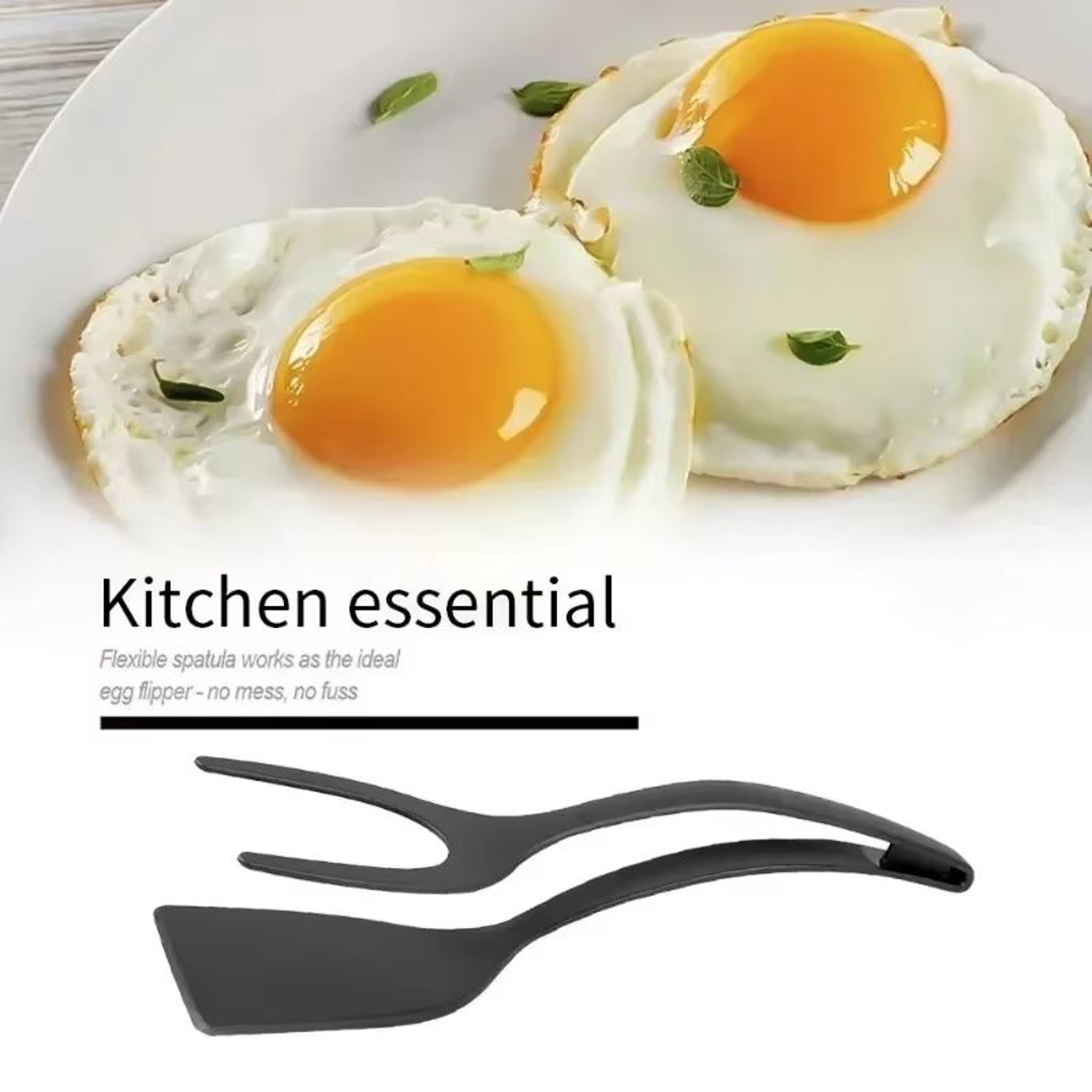 KitchenFlip 2in1 Nylon Grip Flip Tongs  Egg Spatula  Steak Turner Clamp 1