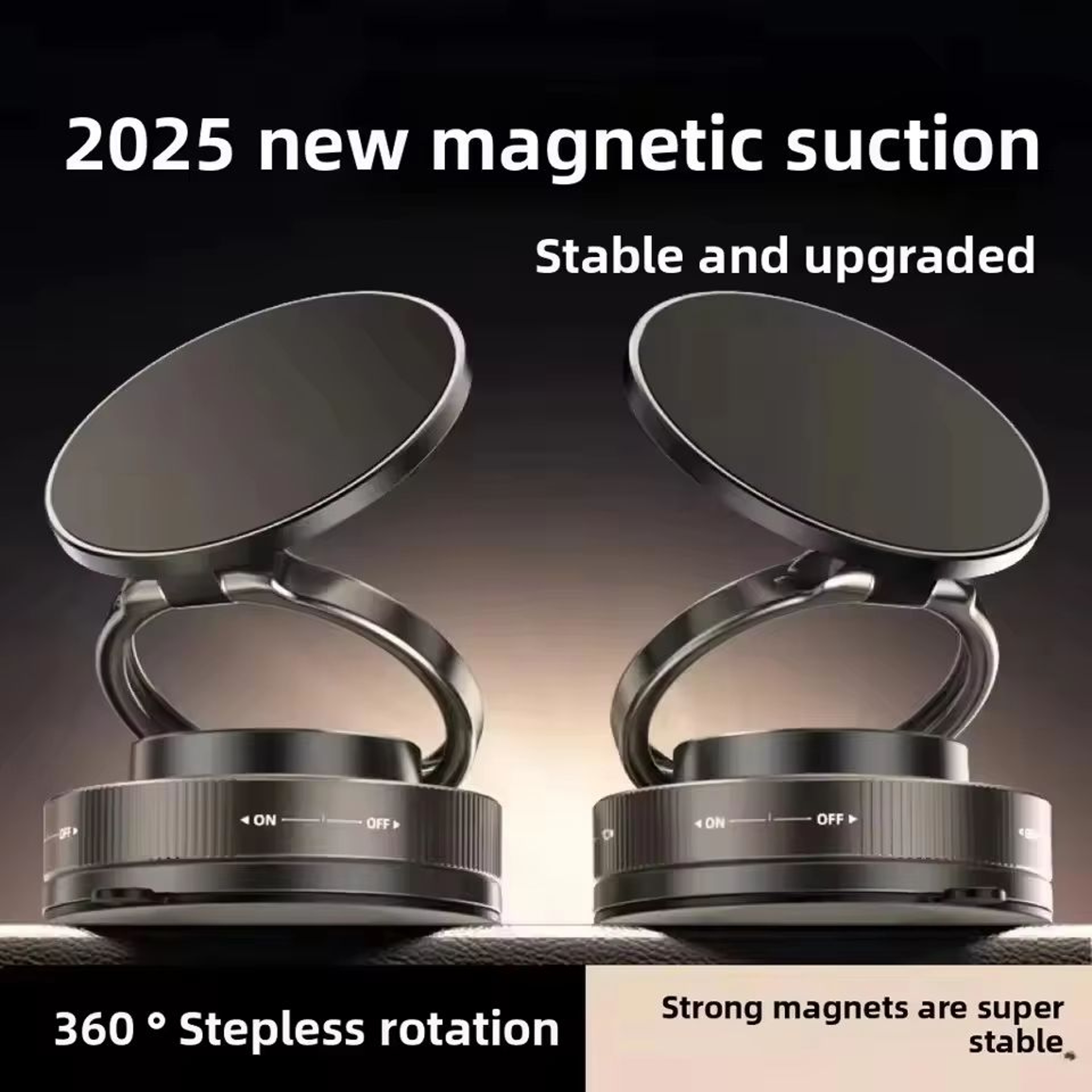 360 Rotating Magnetic Vacuum Car Phone Mount  Premium SuctionCup Holder With Strong Magnetic Adsorp 0