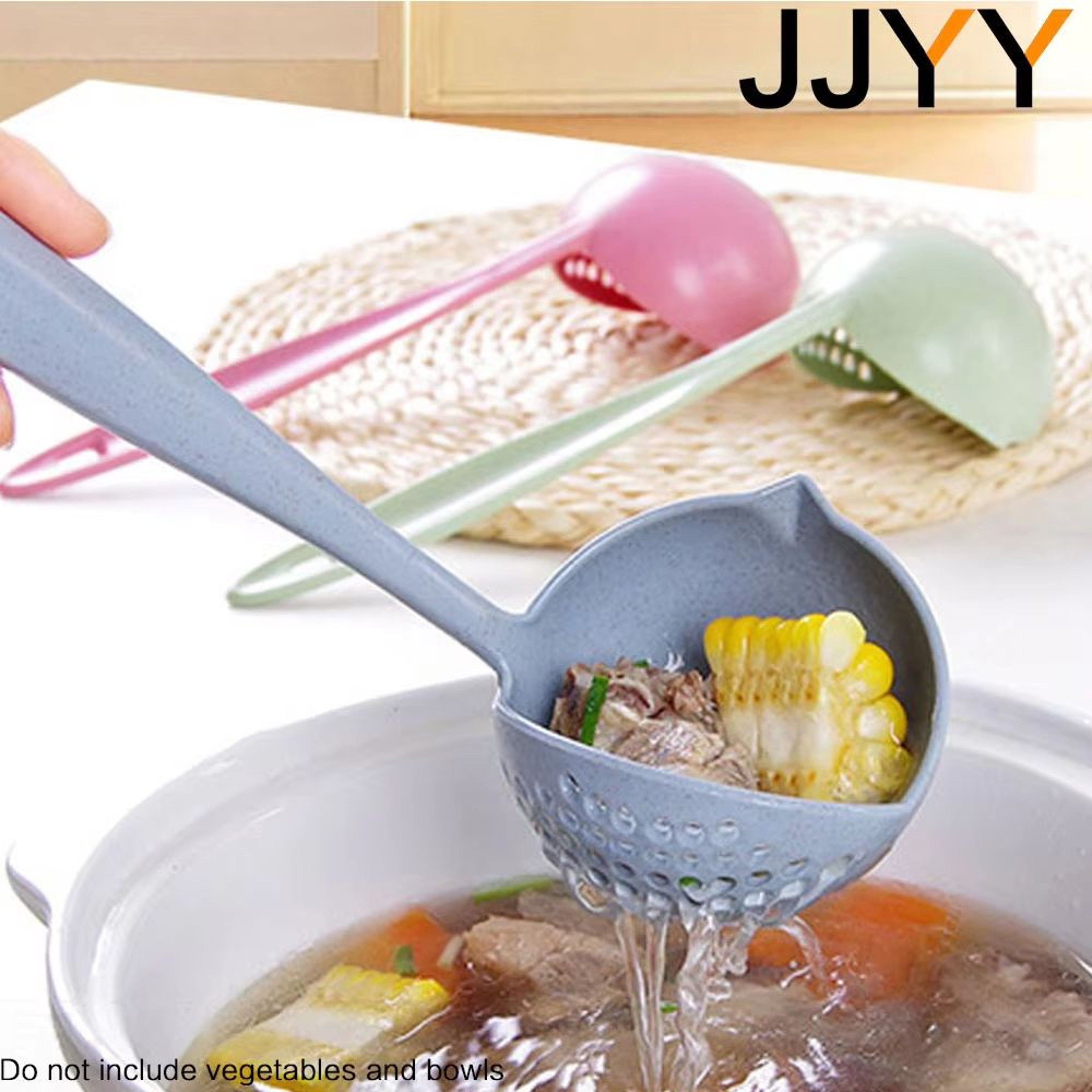 JJYY 2in1 Long Handle Spoon  Colander Filter  DualFunction Kitchen Ladle With Draining Holes 0