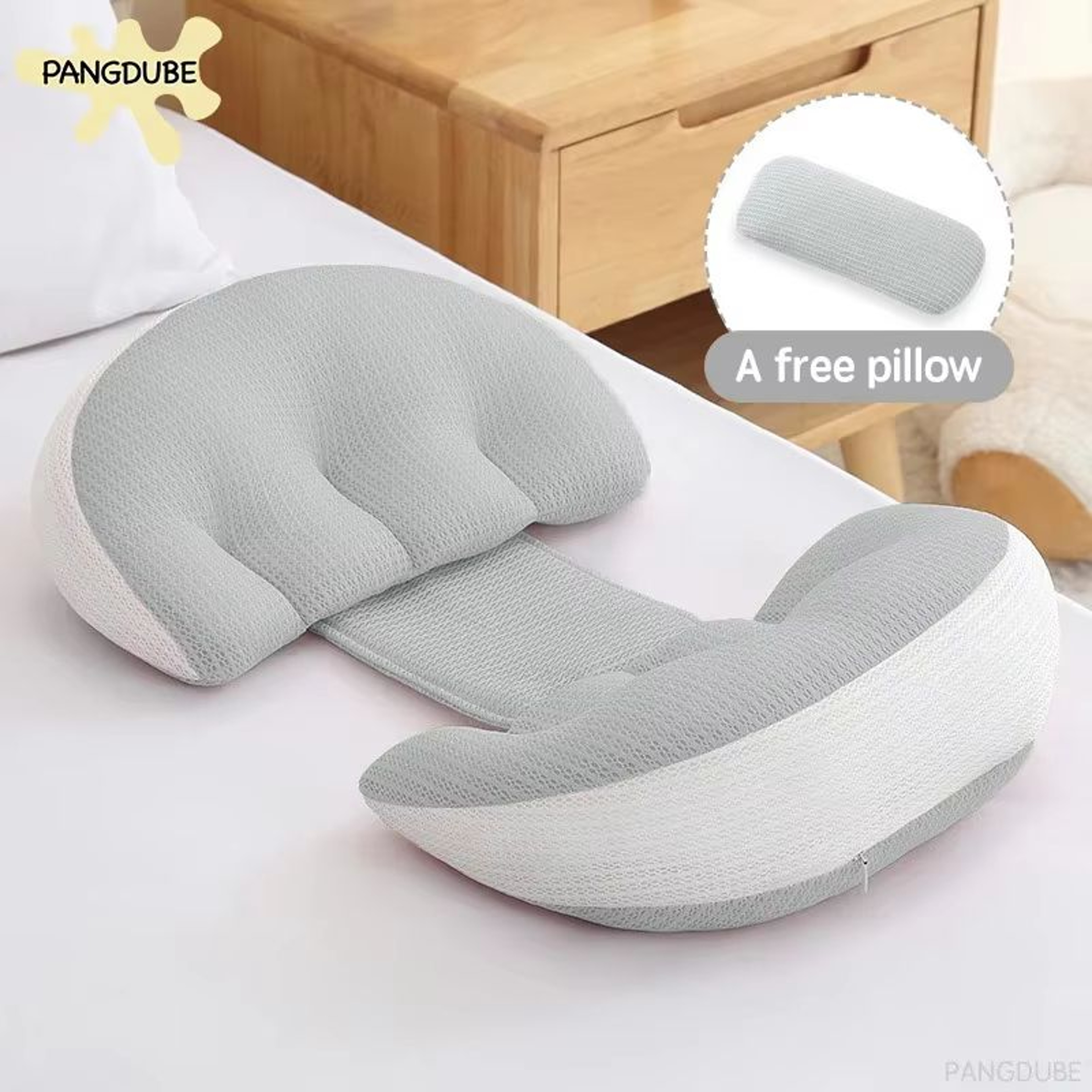 PANGDUBE Pregnancy Pillow With Free Auxiliary Pillow  Cotton Waist Support Body Pillow For Pregnant 0