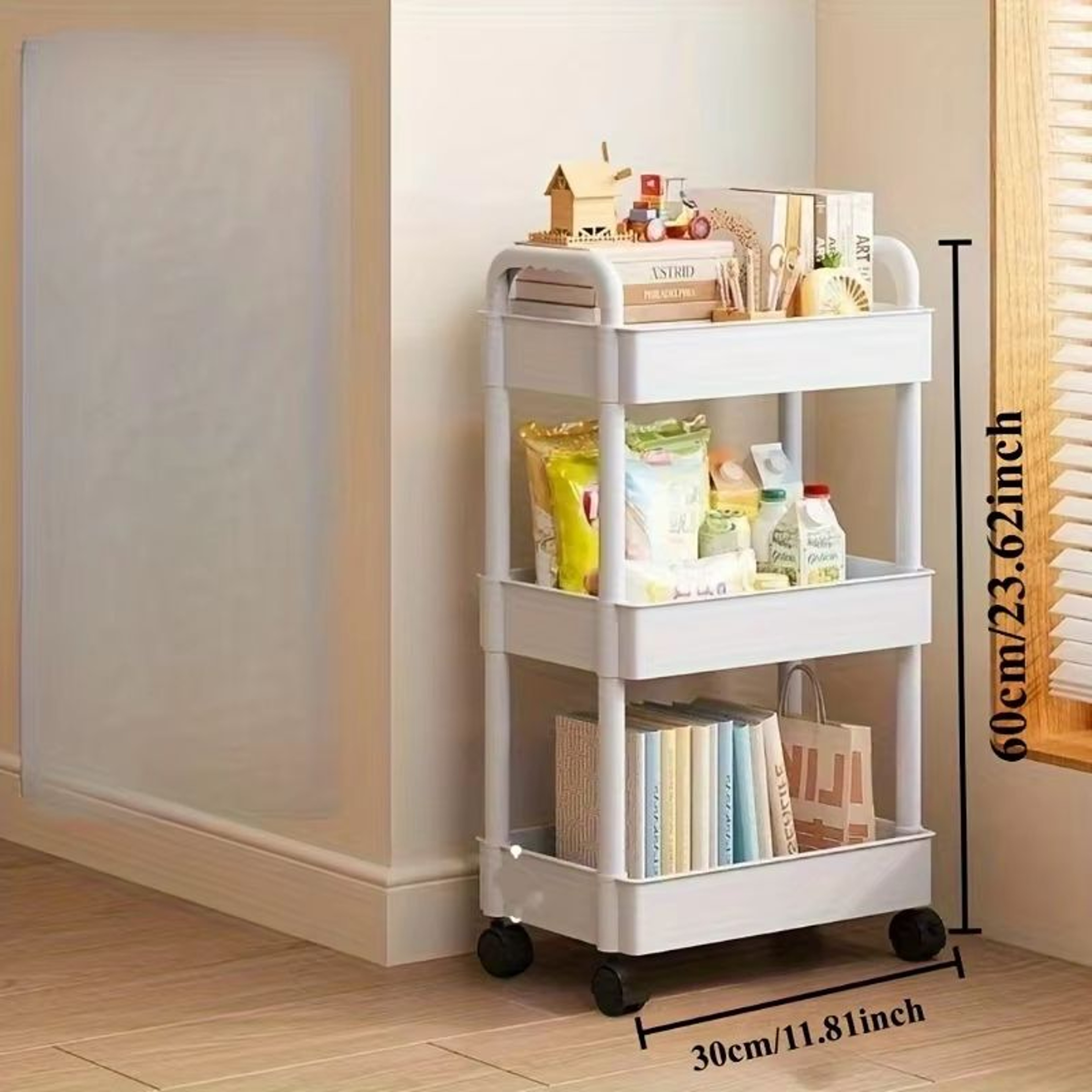 HeavyDuty 3Tier Wheeled Tool Cart Storage Rack  Durable Plastic Structure EasytoAssemble Rolling St 7