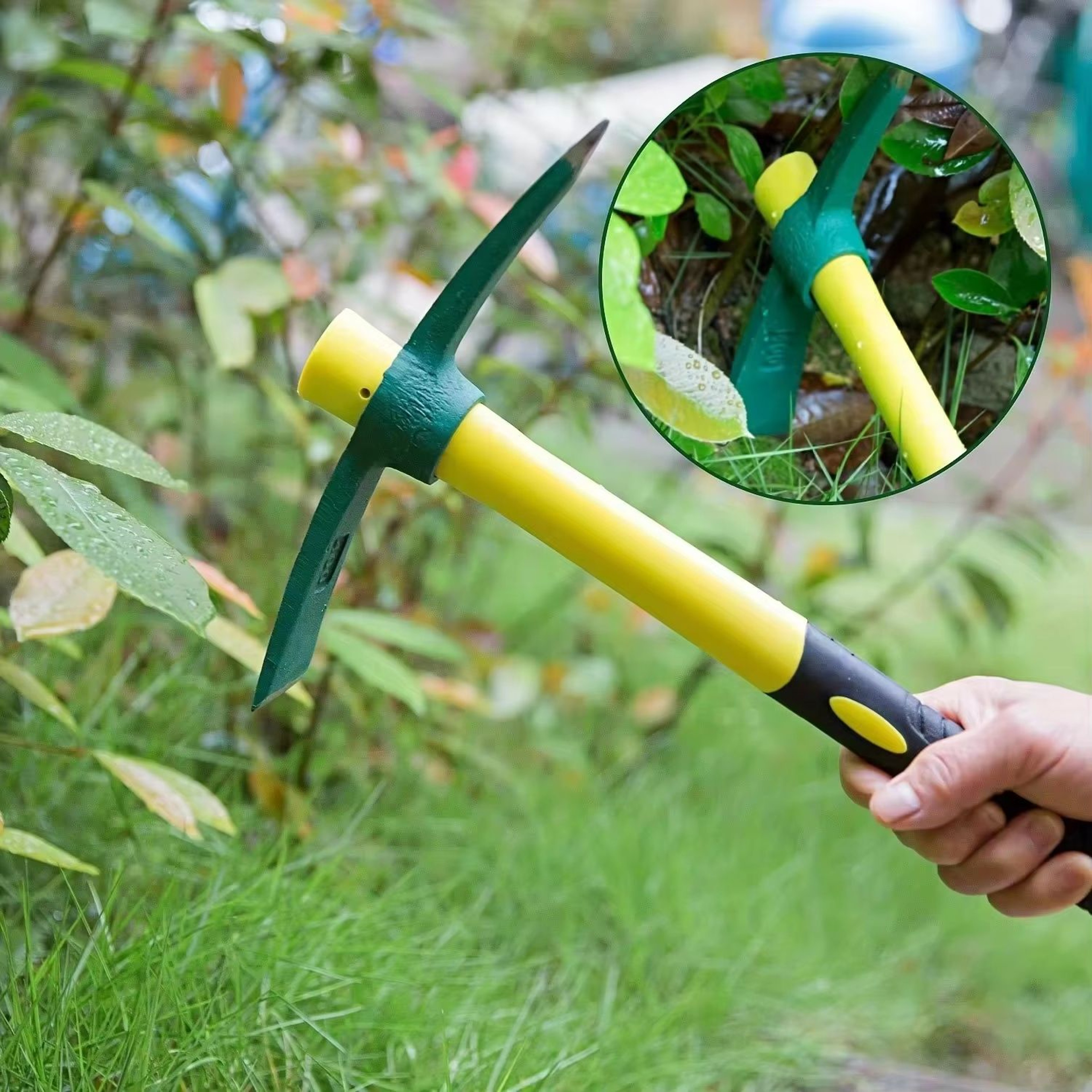 ForgeMaster Forged Weeding Garden Pick Axe With Fiberglass Handle  HeavyDuty Soil Loosening Tool Fo 0