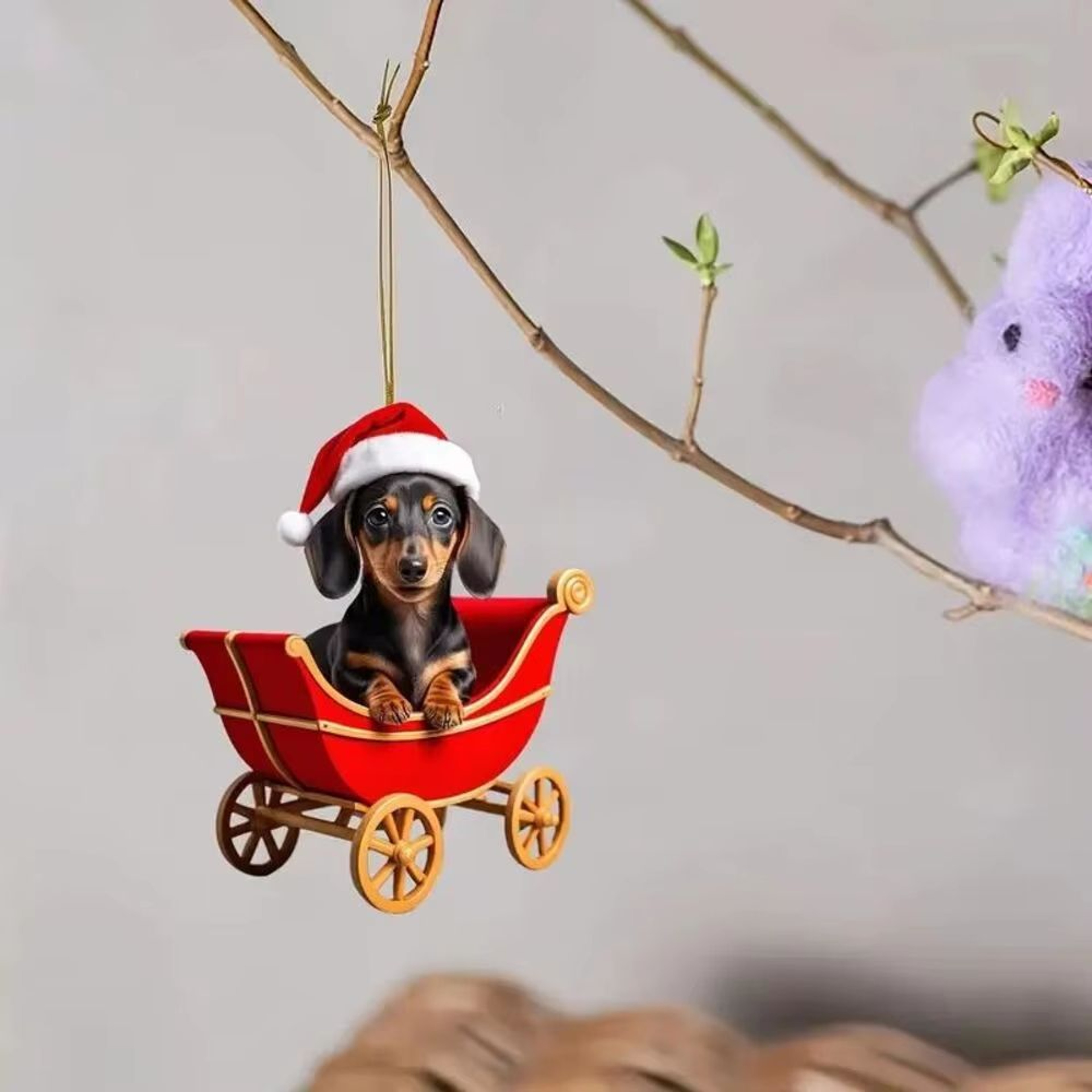 Acrylic Riding Dog Vintage Bicycle Ornament  Holiday KeyChain  Decor Accent 4