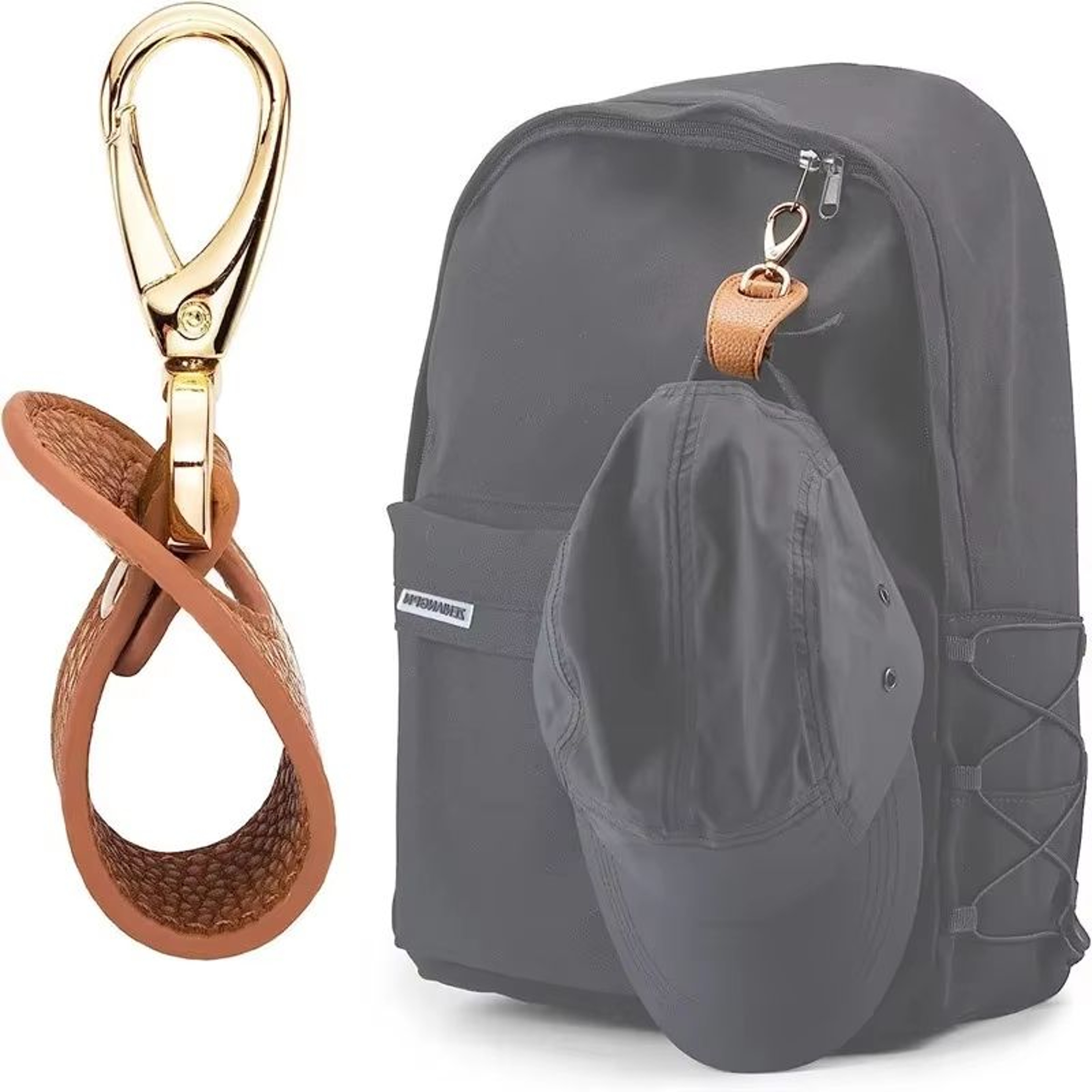 Travel Leather Hat Clip  Strap Organizer  HandsFree Carry For Golf Baseball Towels  Gloves 0