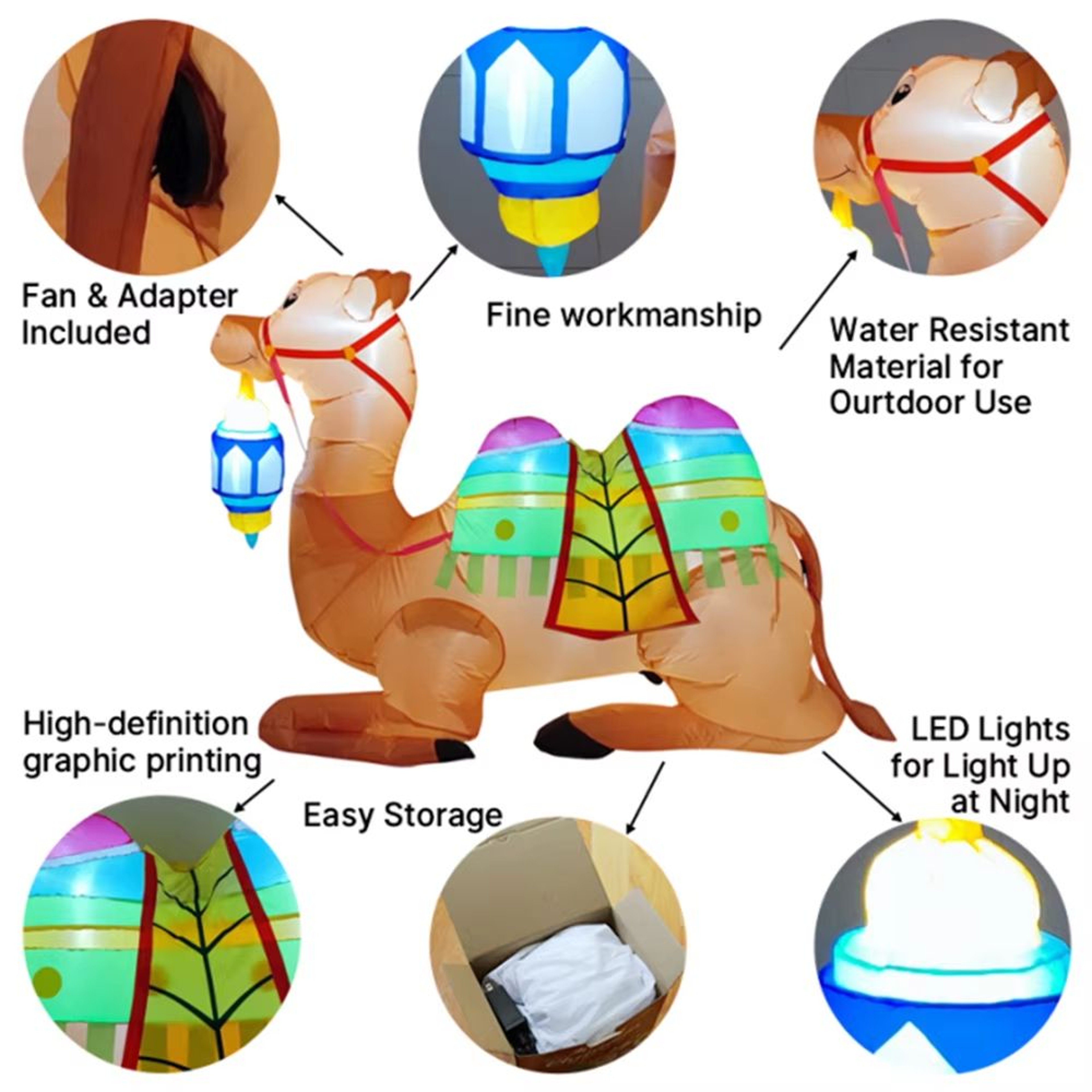 18m6FT Ramadan Inflatable Camel Toy Builtin LED Lights Outdoor Festival Decoration 4
