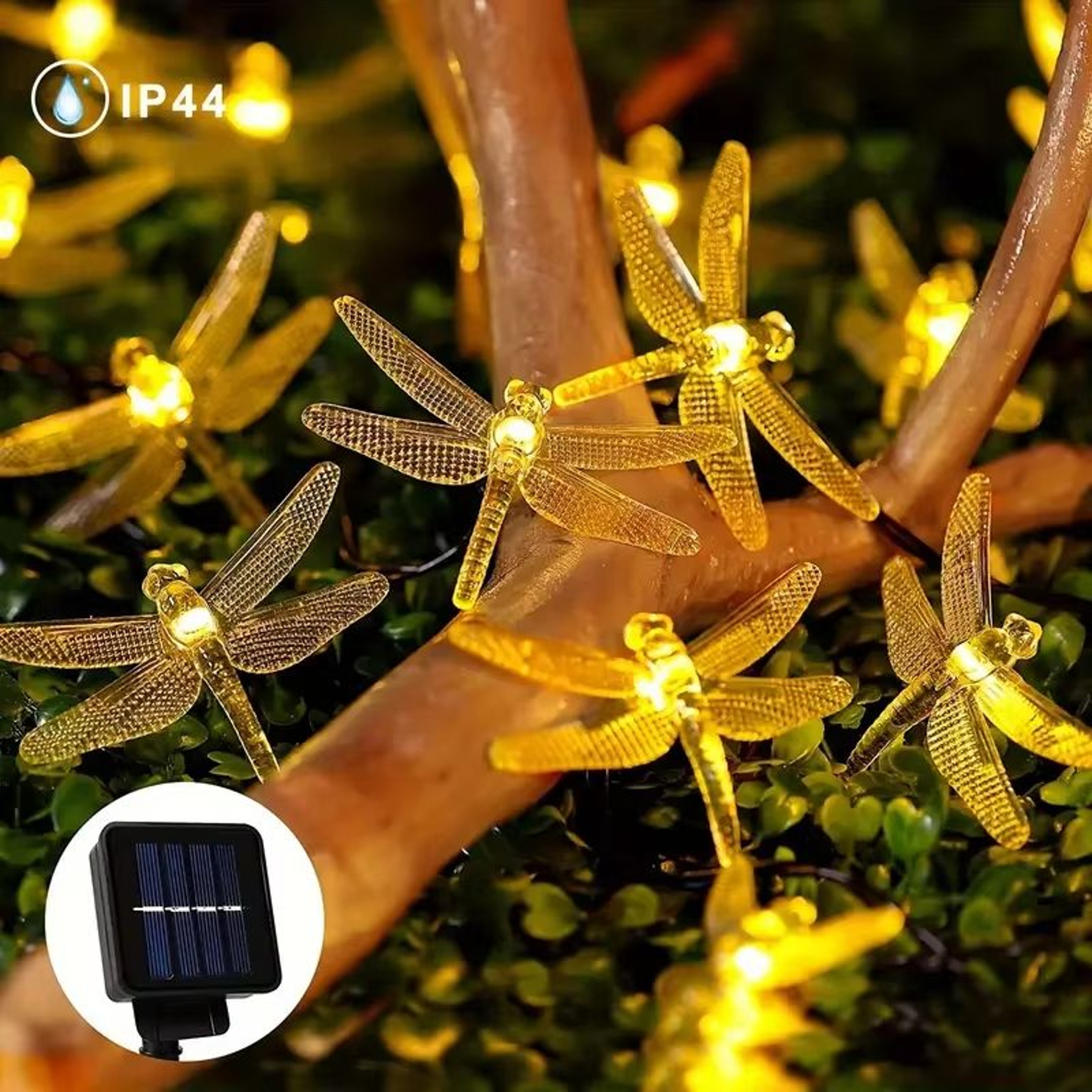 20 LED Dragonfly Solar String Lights  Outdoor LED Light For Garden Yard  Patio Decor 0