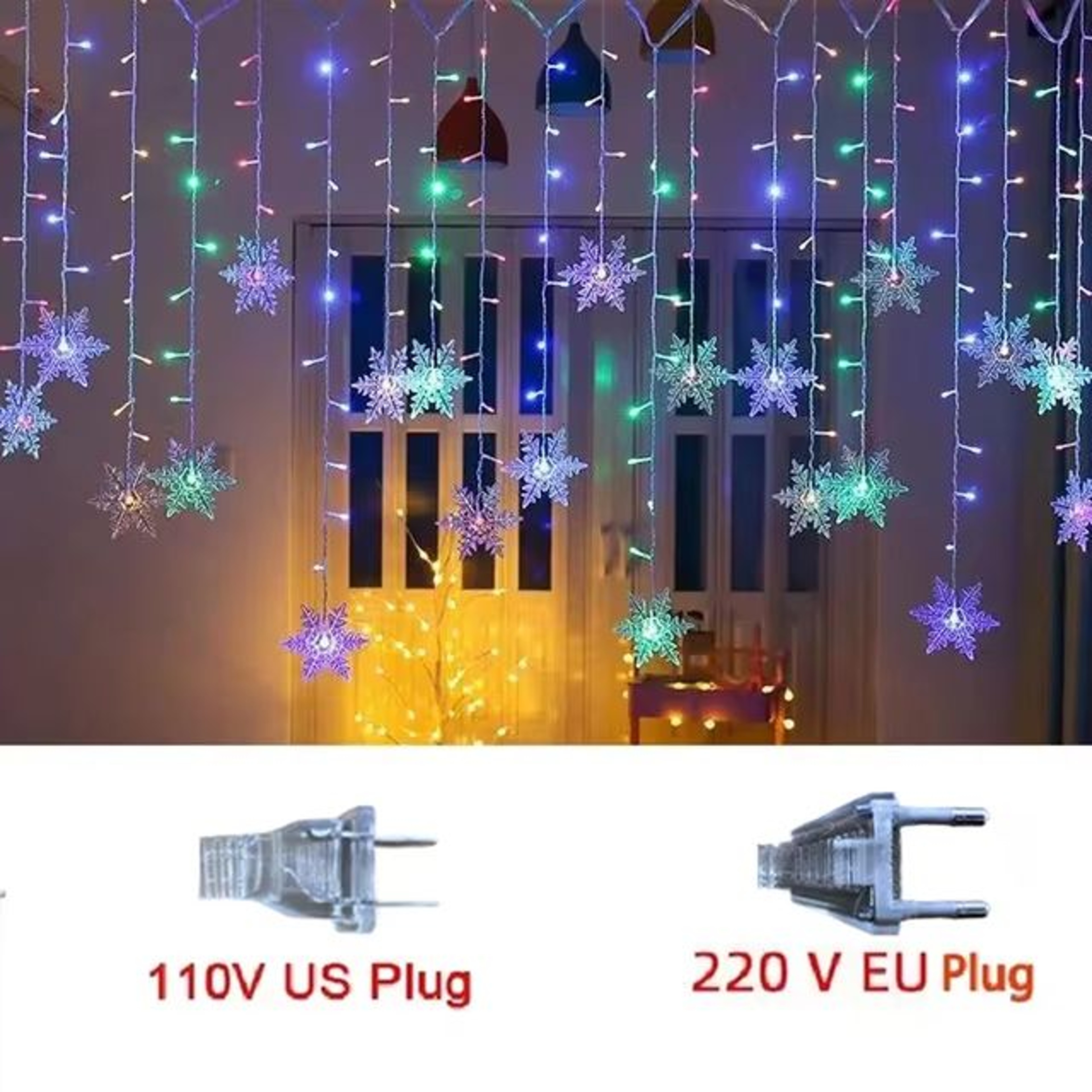 32M Christmas Snowflakes LED String Lights  Flashing Fairy Curtain Lights Waterproof For Holiday Pa 6
