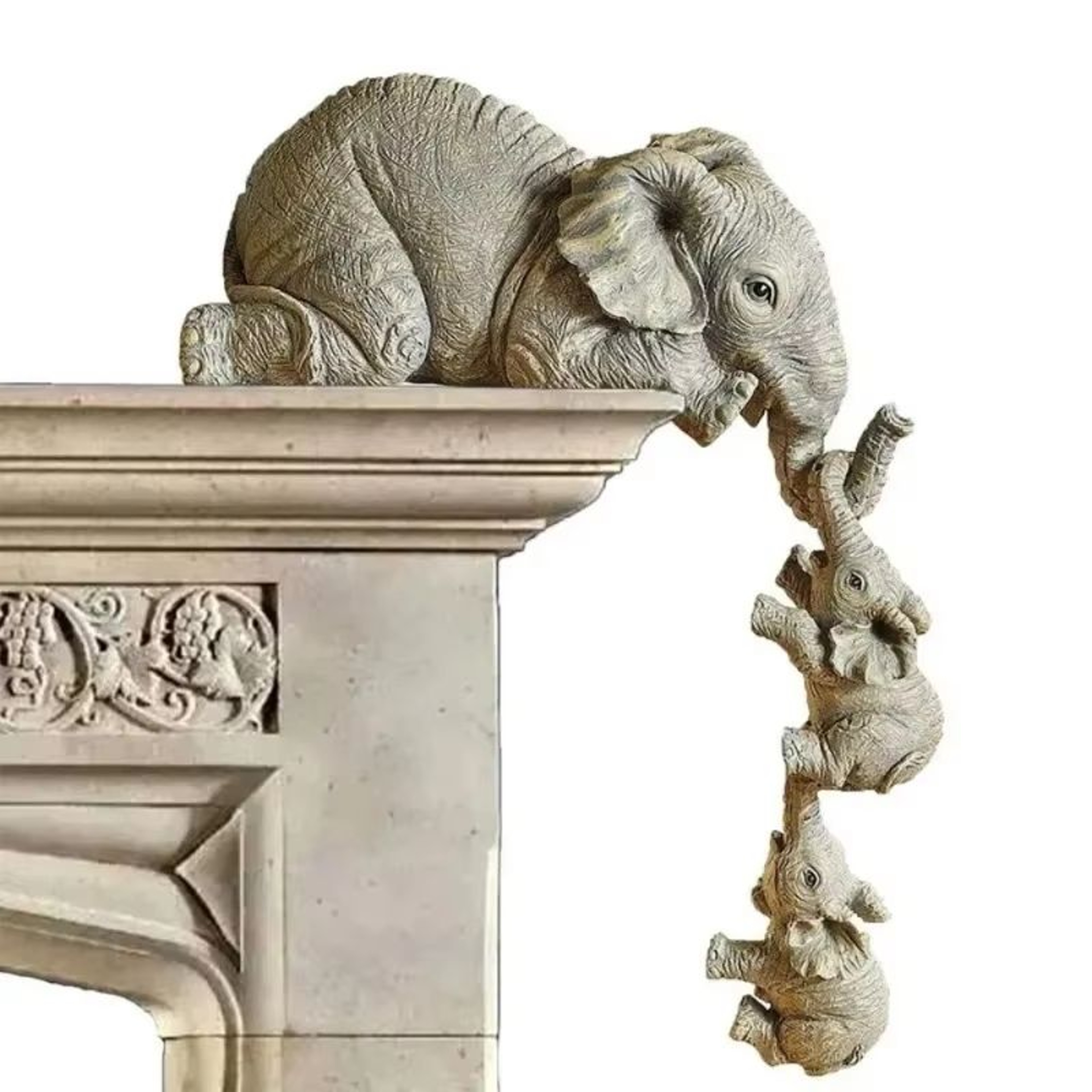 Elephant Hug Resin Figurine Set  3Piece Miniature Home Decor Gift 2