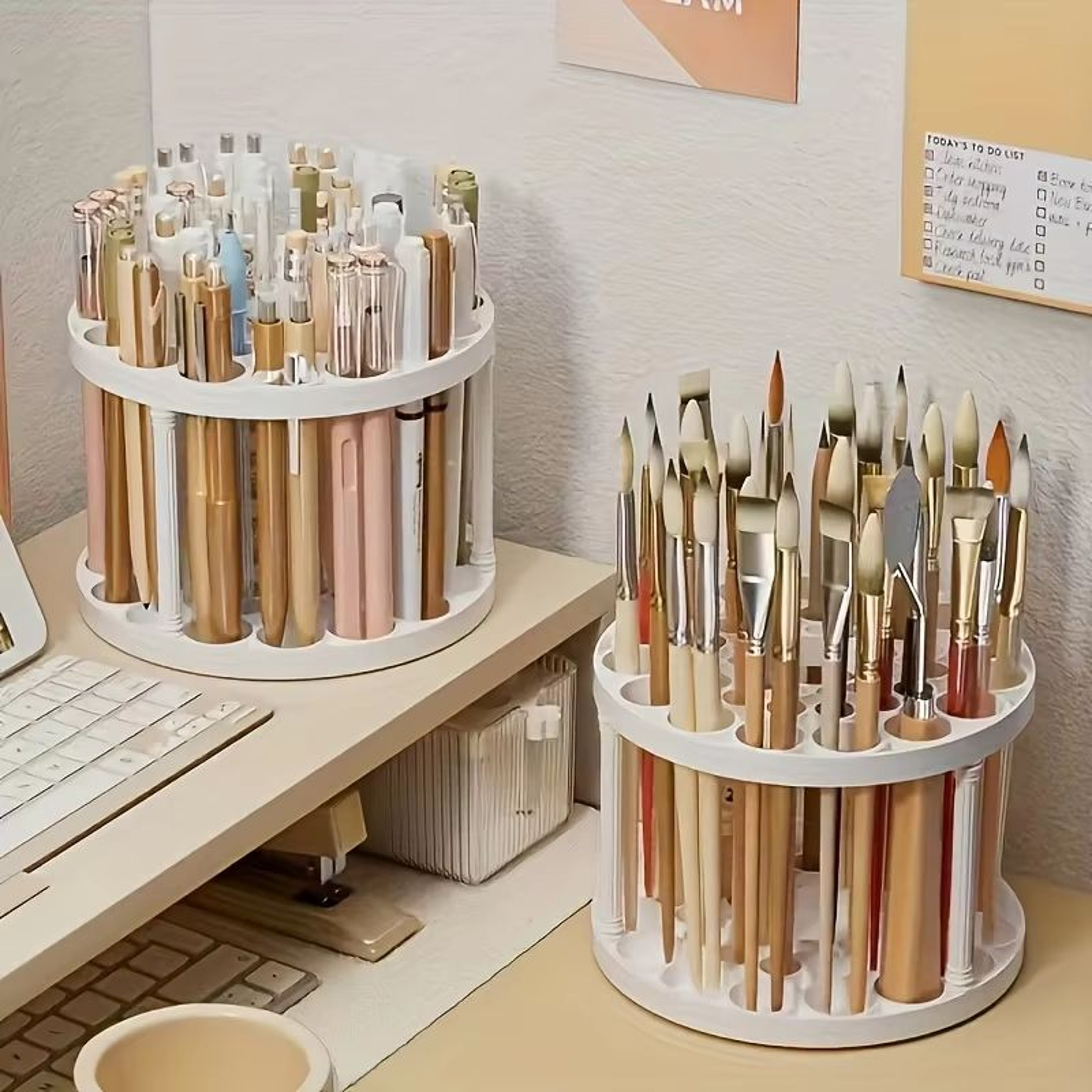 360 Degree Rotating Brush  Accessory Organizer  White Desk Storage 1