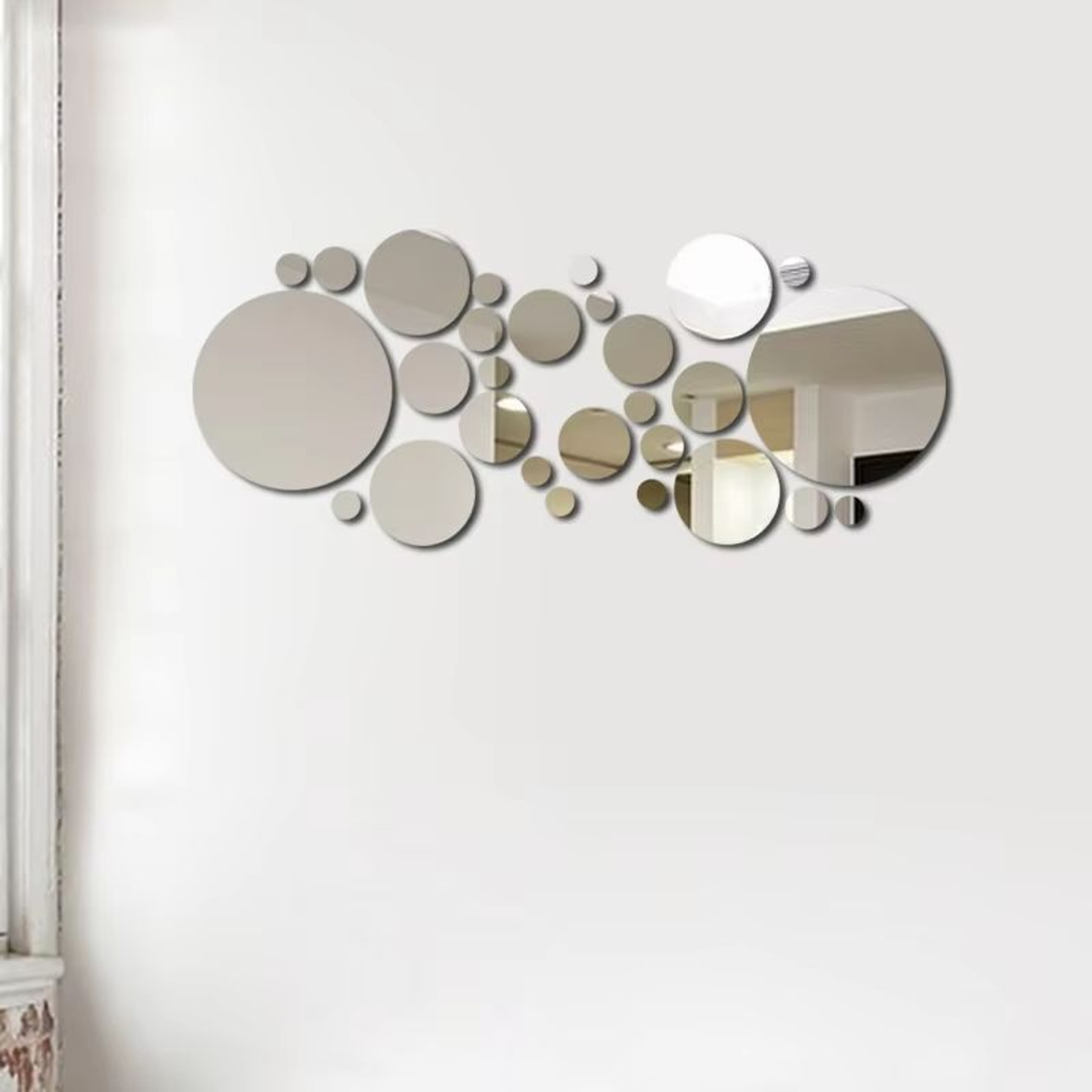 26 Pcs 3D Acrylic Mirror Wall Sticker  Round Self Adhesive Decal For Bedroom Bathroom  TV Backgroun 6