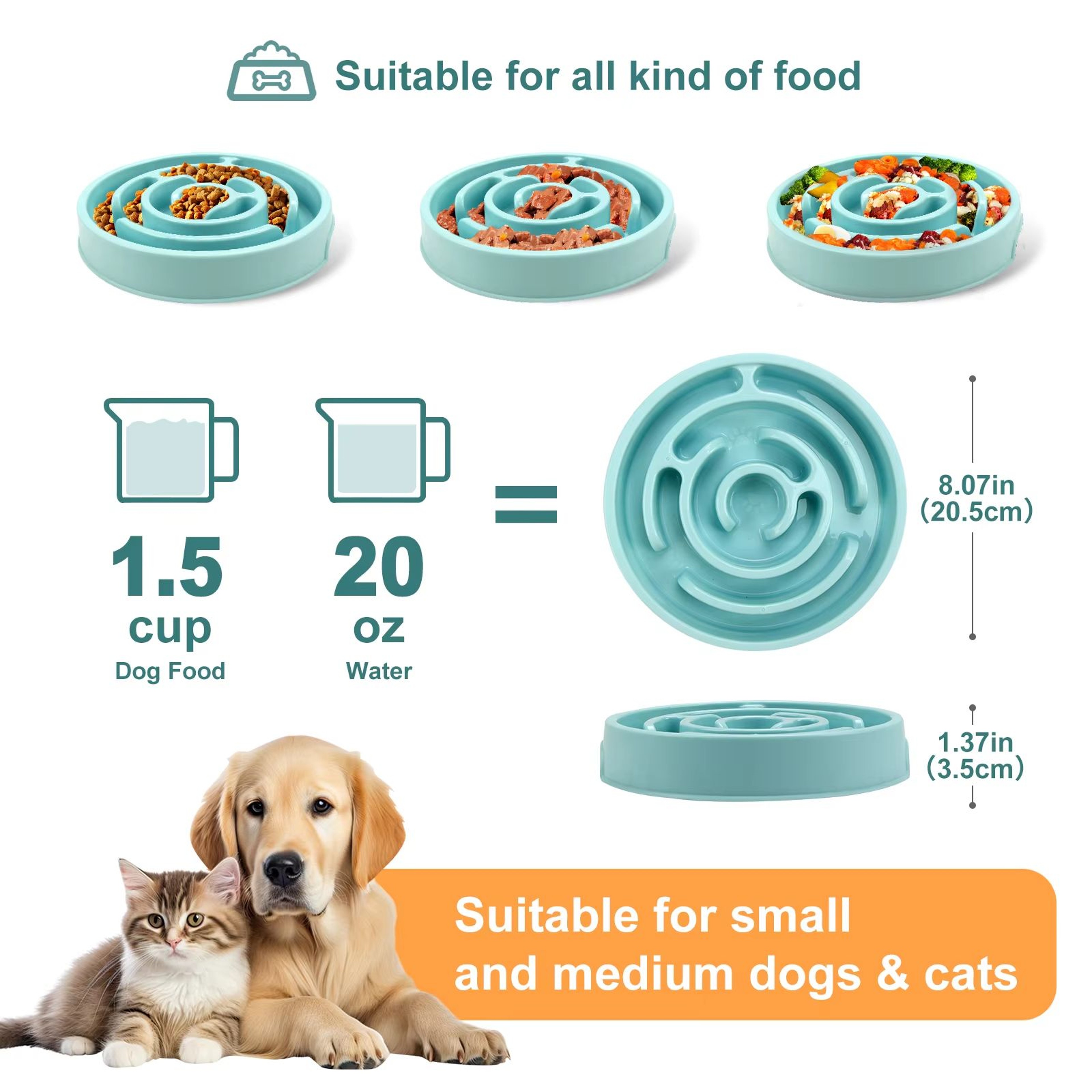 Eco Dog Slow Feeder Bowl  NonSlip Puzzle  AntiGulp Dish For Large Medium  Small Dogs 4