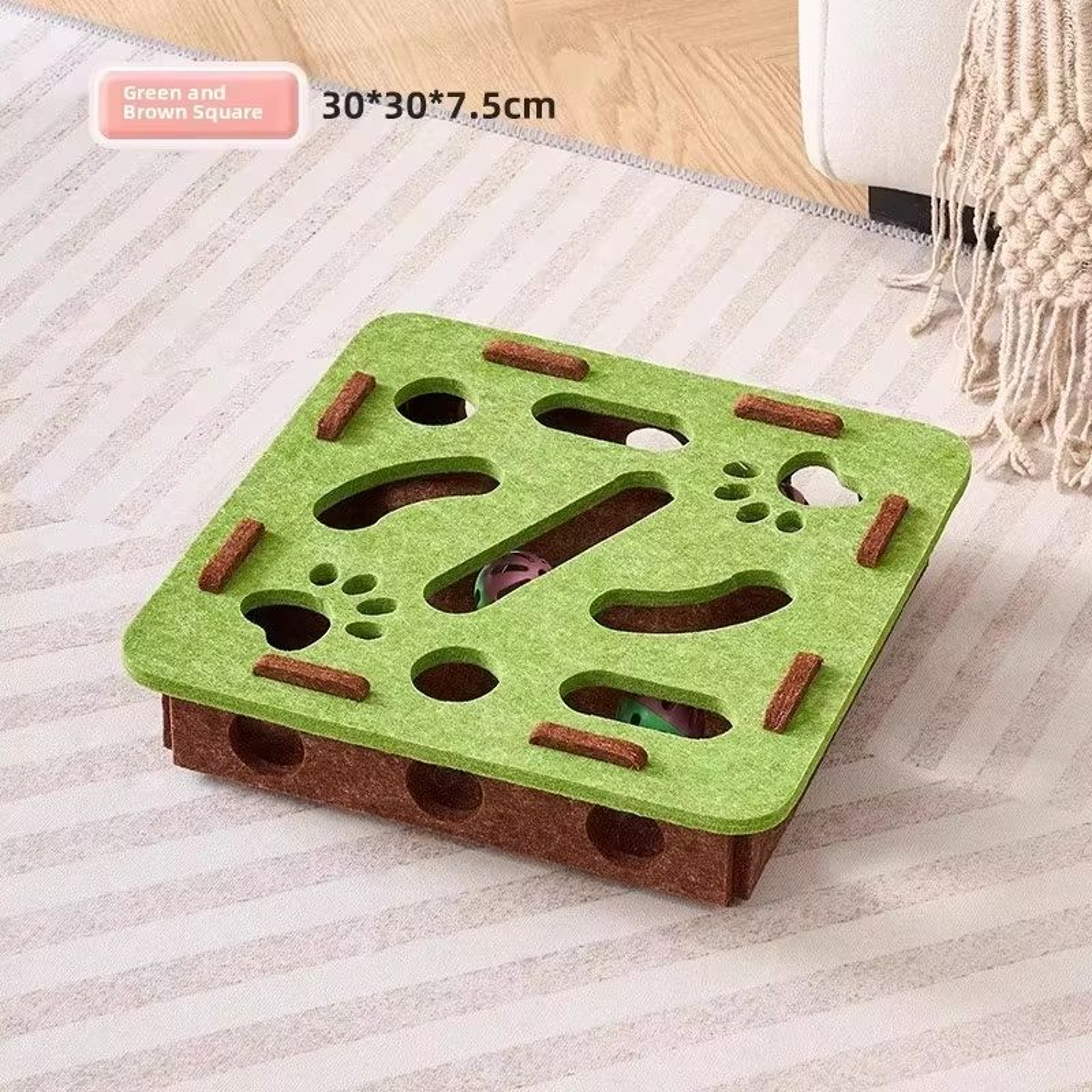 Felt Puzzle Box Cat Toy  Interactive Indoor Hunting Game With Ball For Cats 3