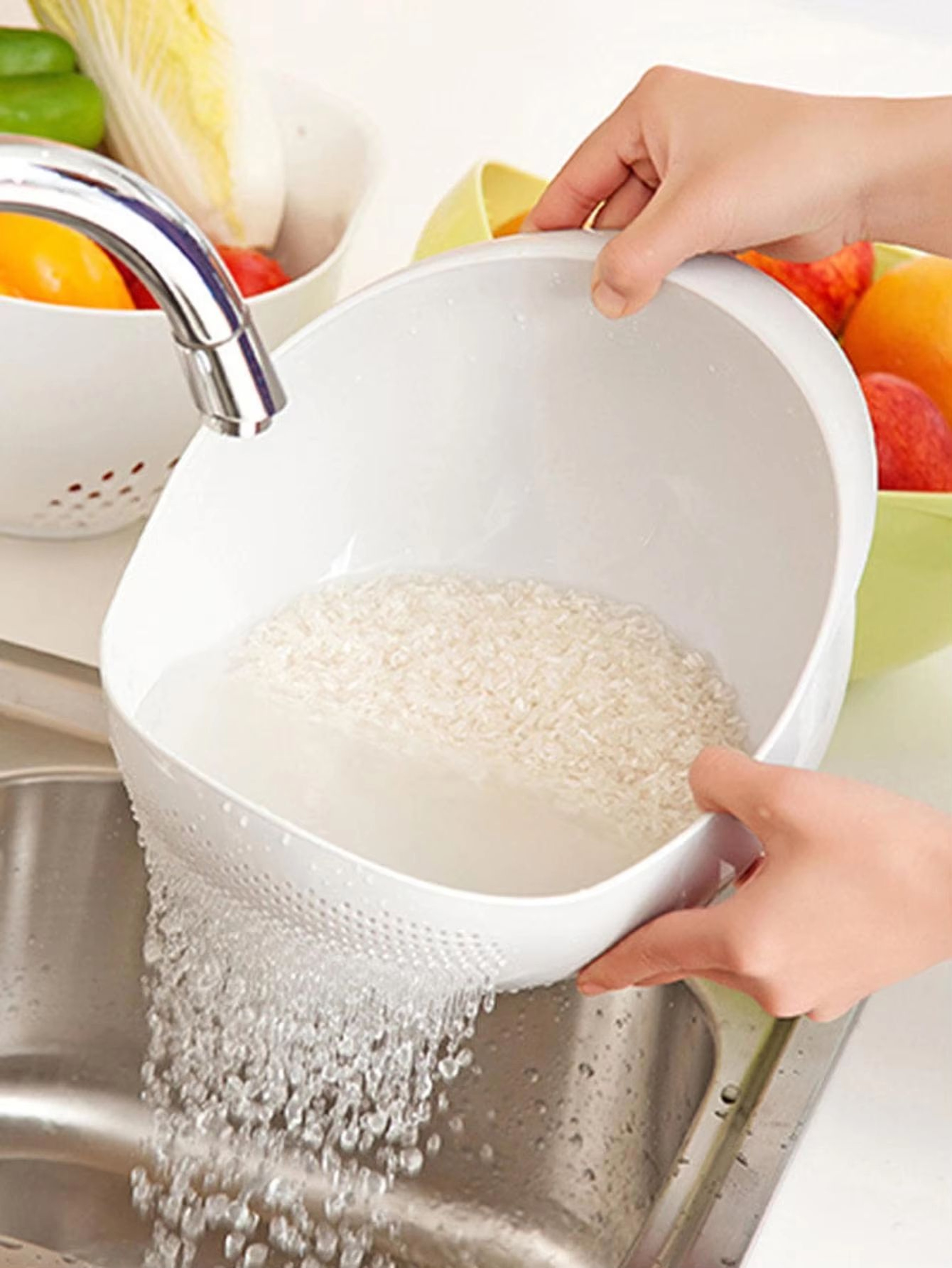 MultiPiece Colander Rice  Fruit Bowl Set  HandleIncluded Drain Basket Kitchen Organizer 5