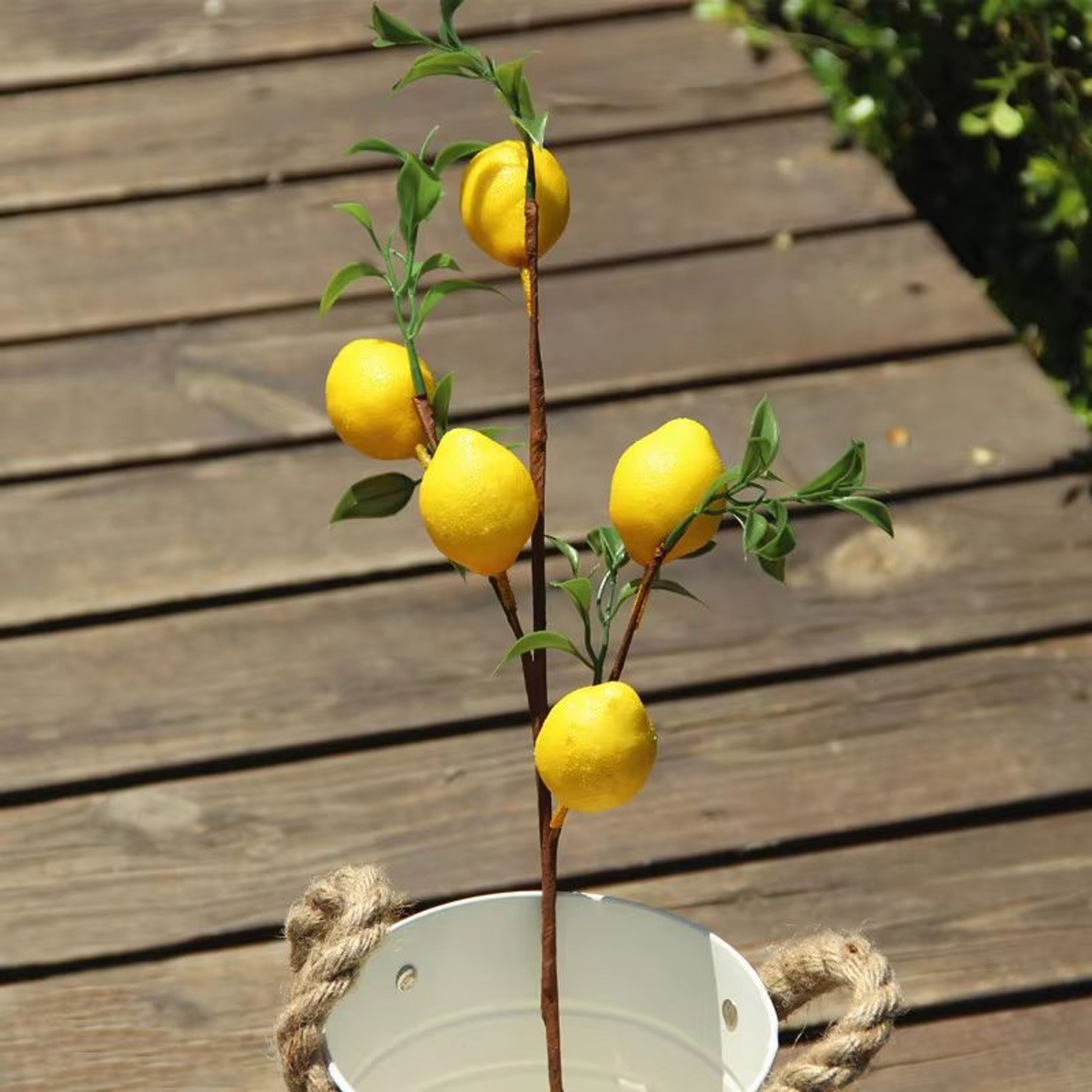 Sunny Luxe Artificial Lemon Branch With Green Leaves  Realistic Home Decor Stem 4