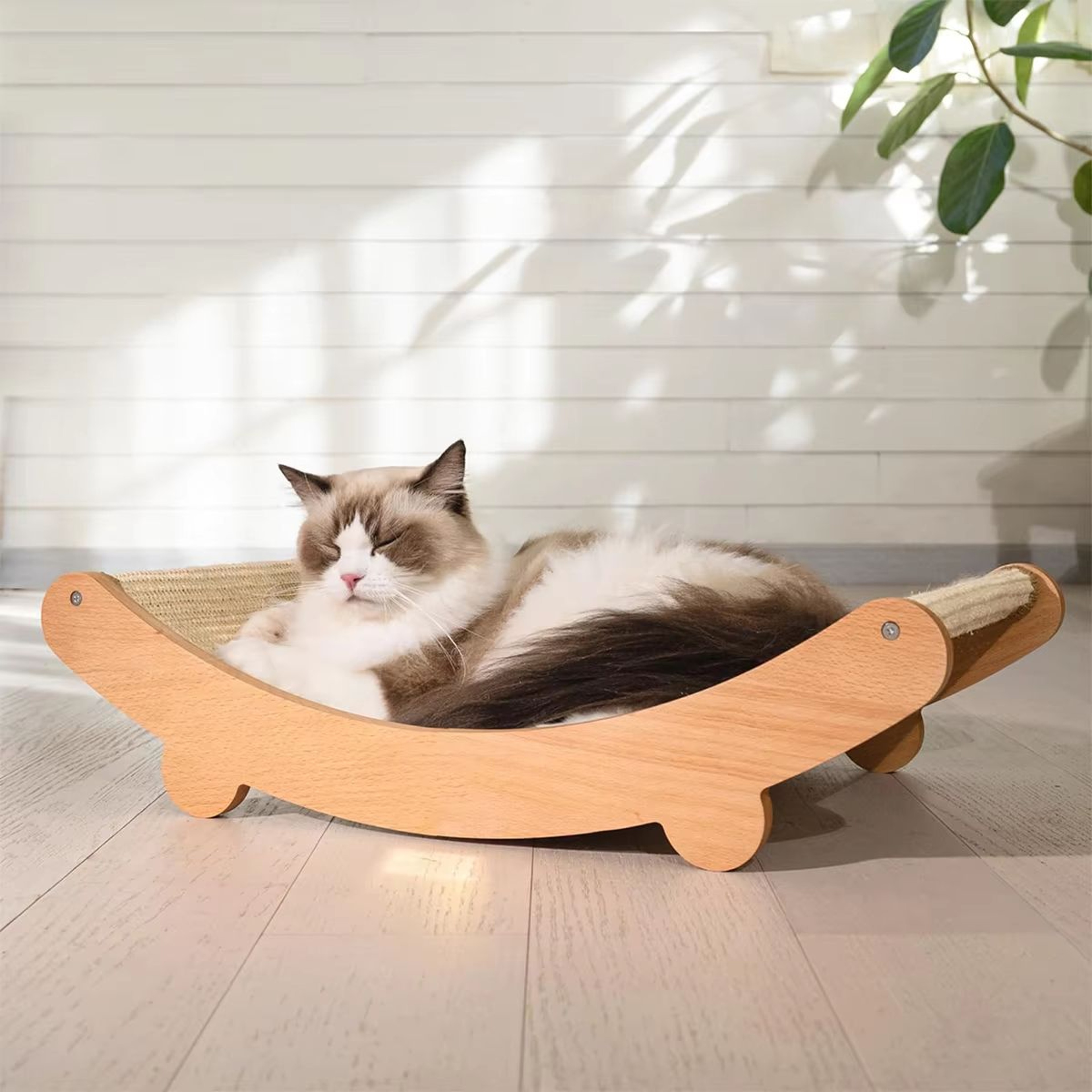 FelineZen Wooden Cat Scratching Pad  Sleeping Bed  MultiFunction Detachable WearResistant Kitten Lo 0