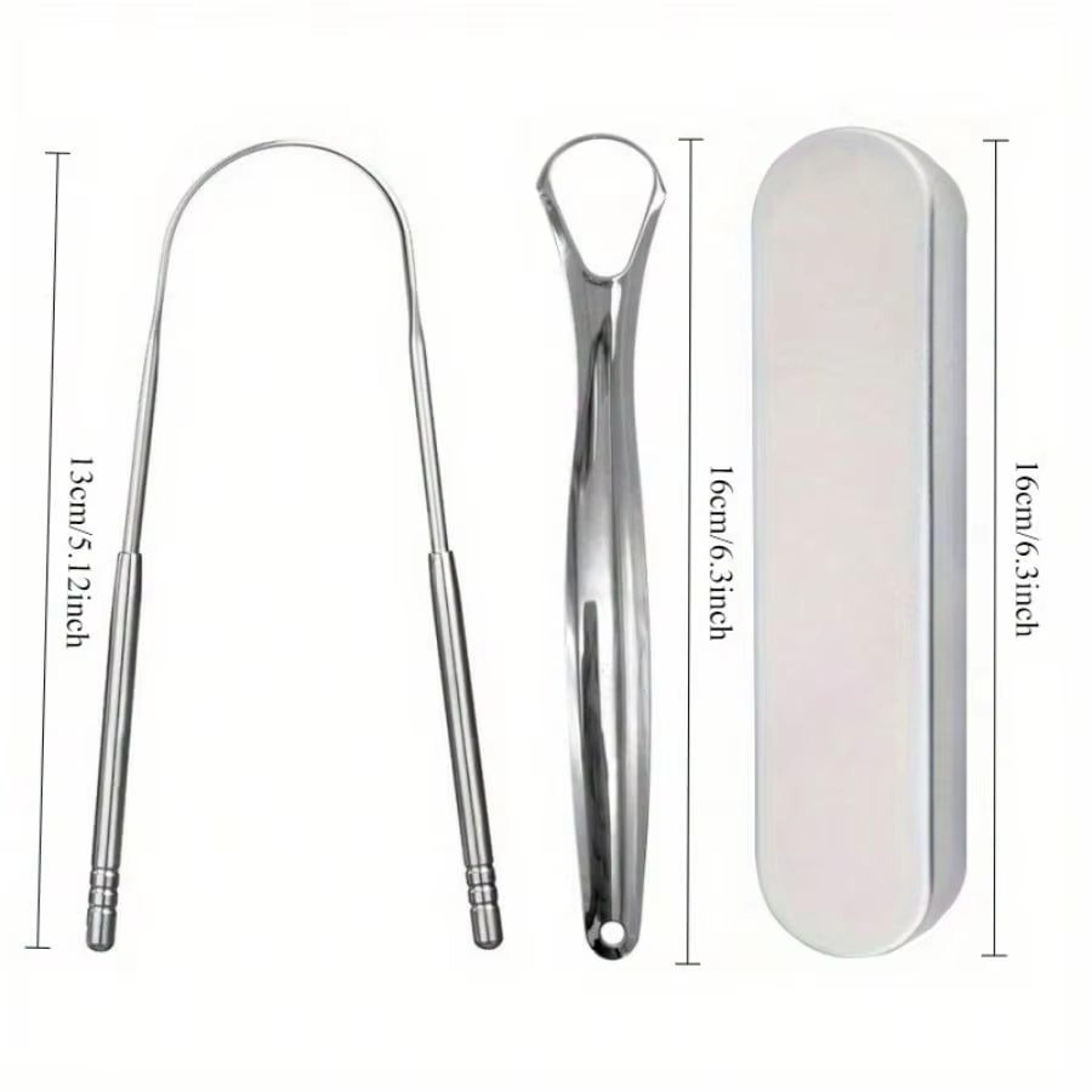 PureClean Stainless Steel Tongue Scraper Set  UShaped Tongue Cleaner Kit 1234Piece In Case 2