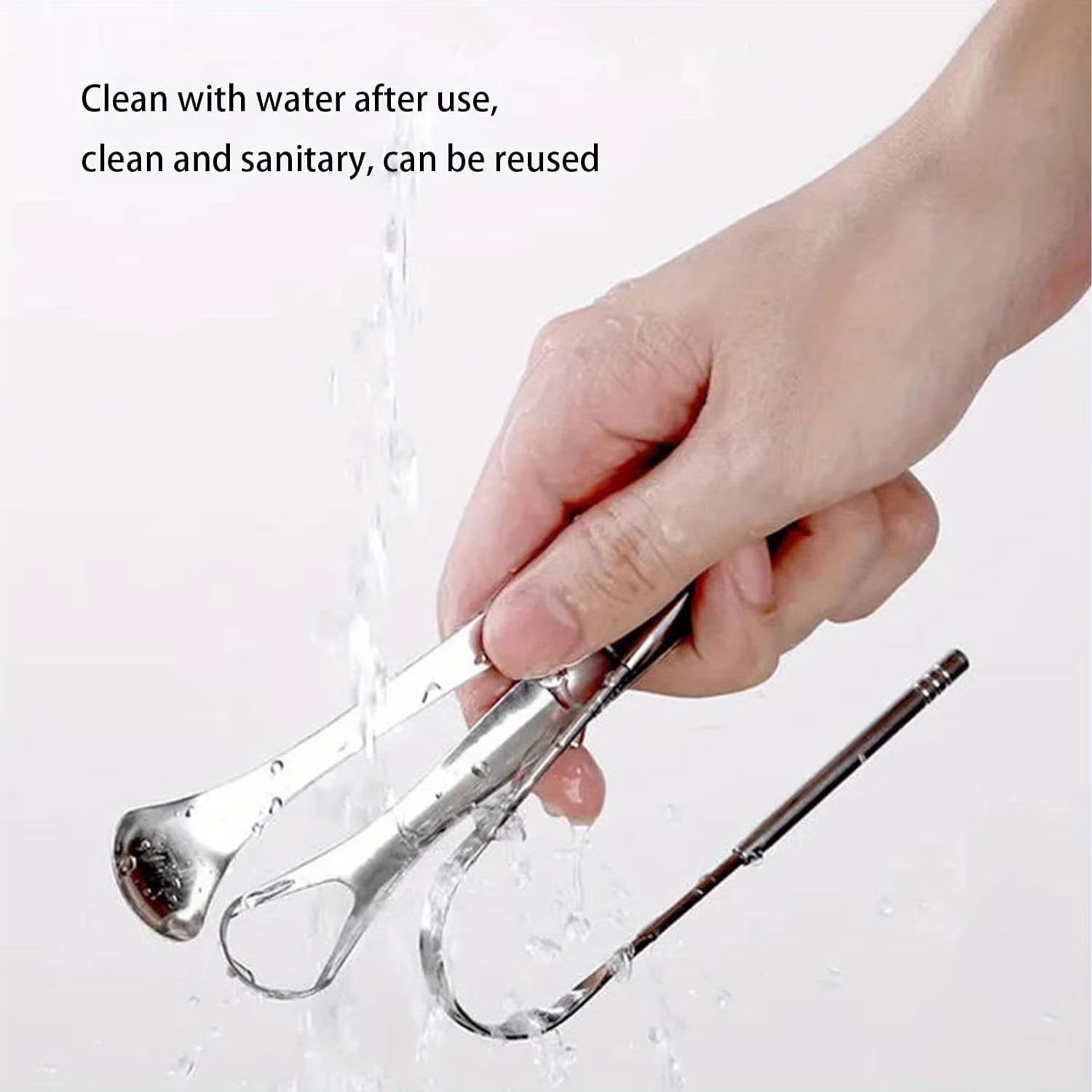 PureClean Stainless Steel SpoonShaped Tongue Scraper Set 4