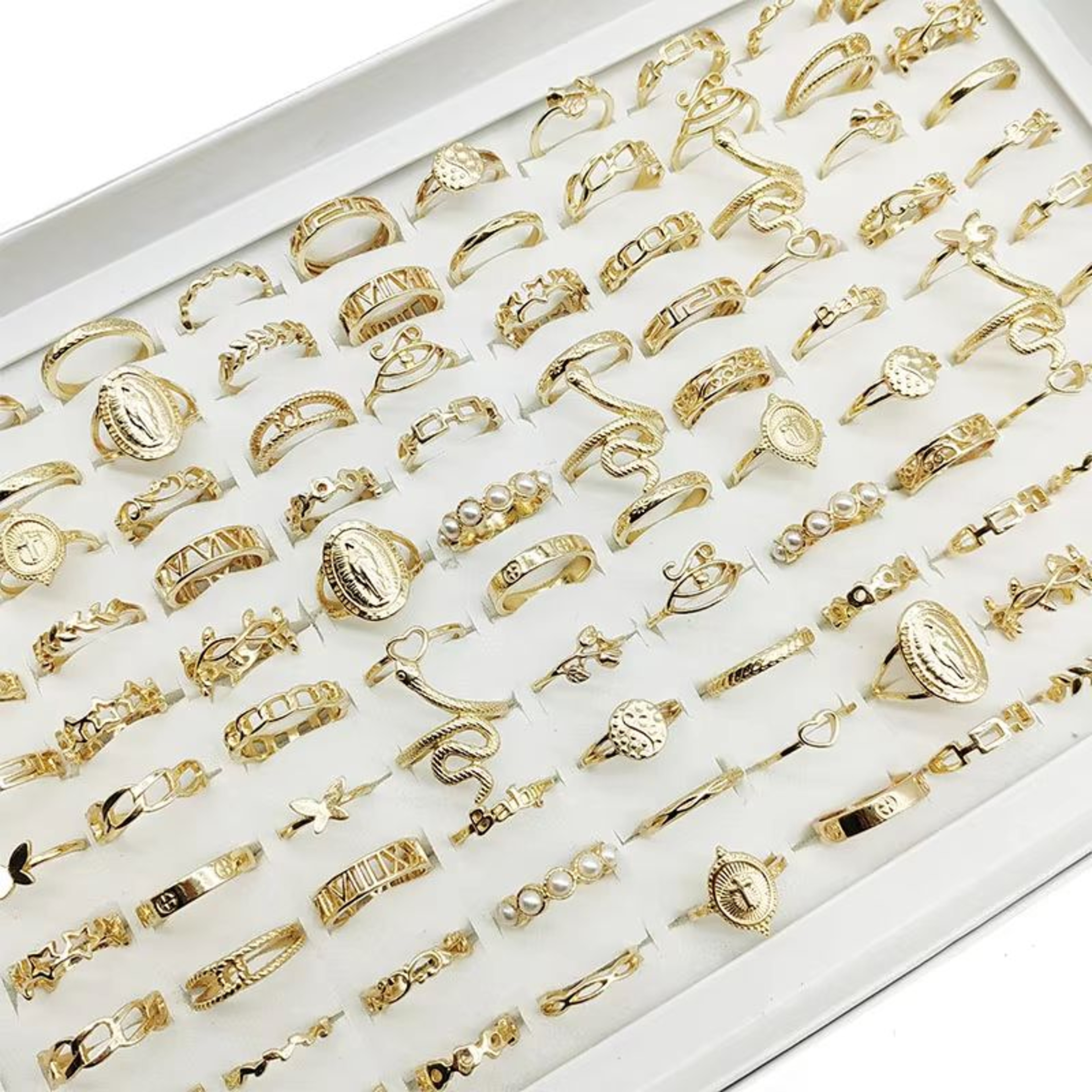 30 Piece Gold Ring Set For Girls Butterfly Star Pearl Thin Joint Rings Stackable Party Jewelry For  3