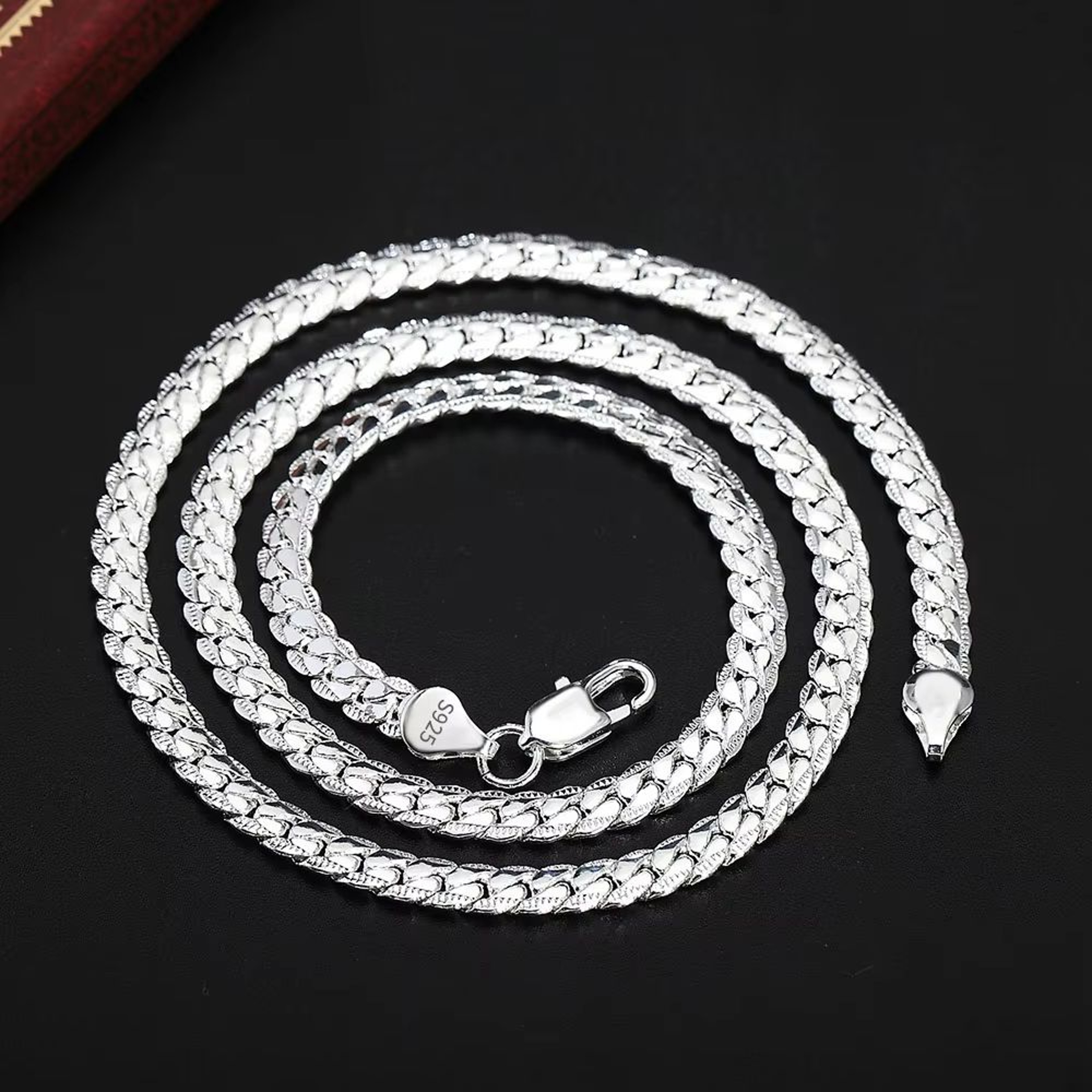 18K Gold And Silver 6mm Sideways Chain Necklace For Men And Women Fashion Wedding Engagement Jewelr 5