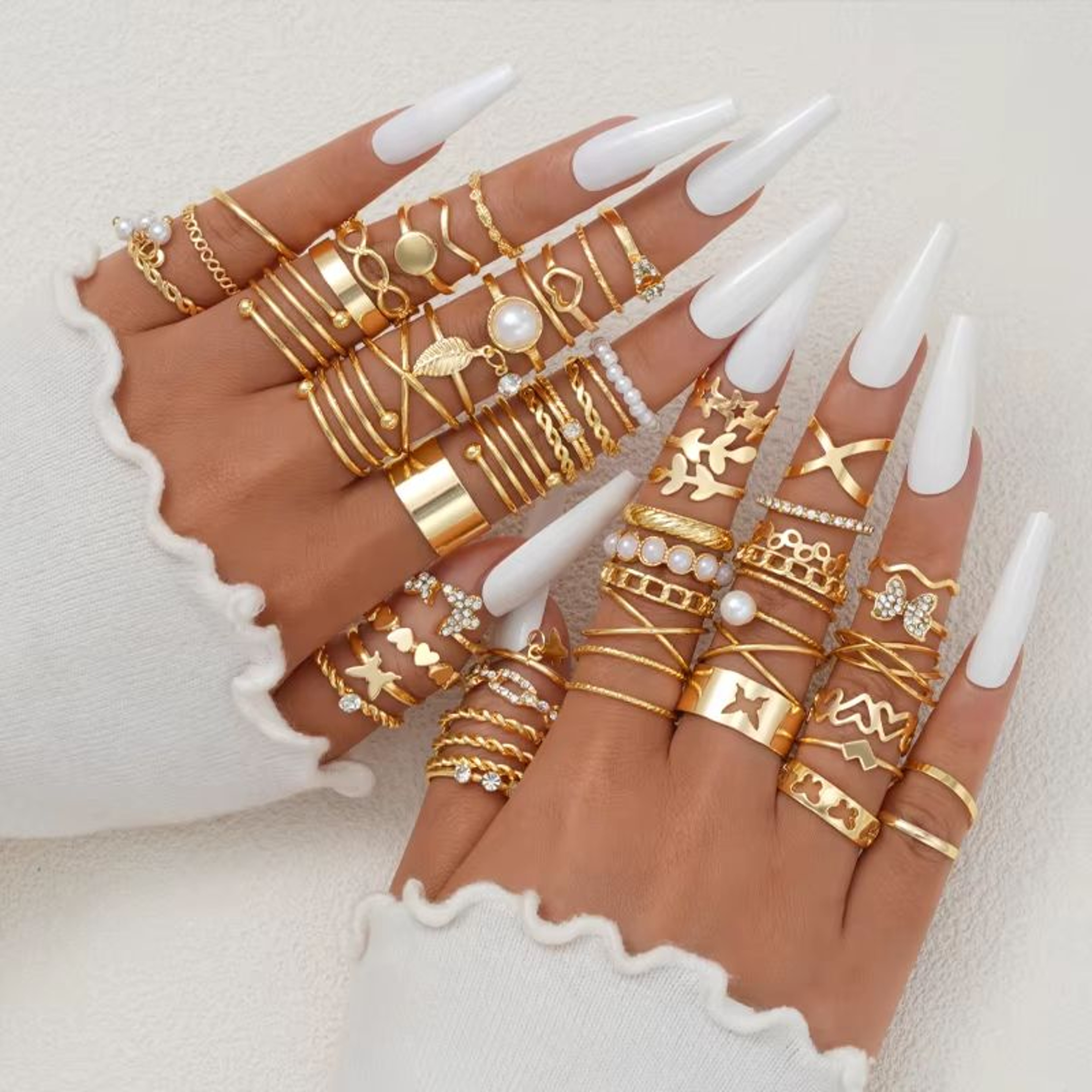 58PCS Vintage Heart Snake Butterfly Rings Set For Women Gold Plated Fashion Jewelry 0