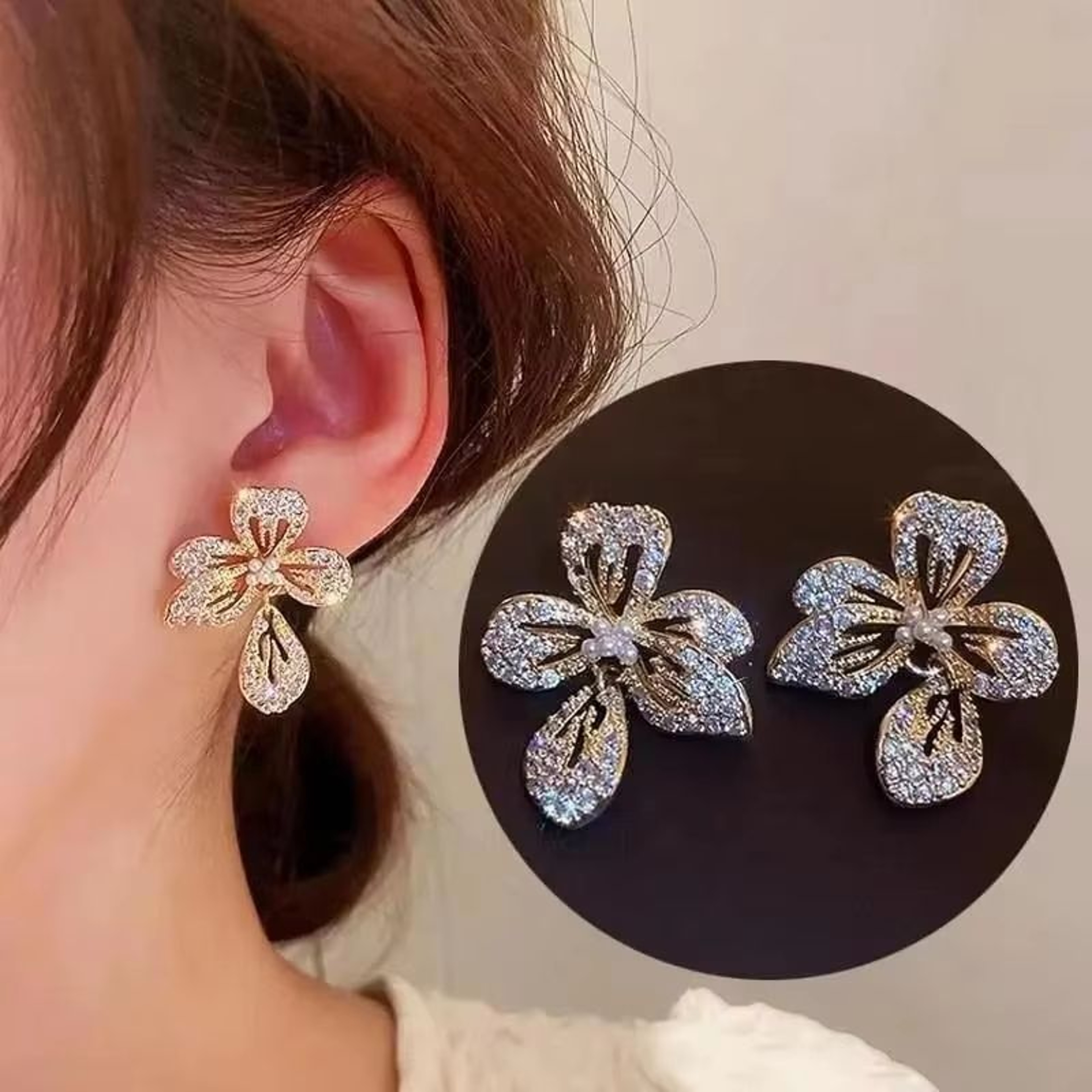 Korean Crystal Heart Hoop Earrings With 925 Silver Needle For Women 17