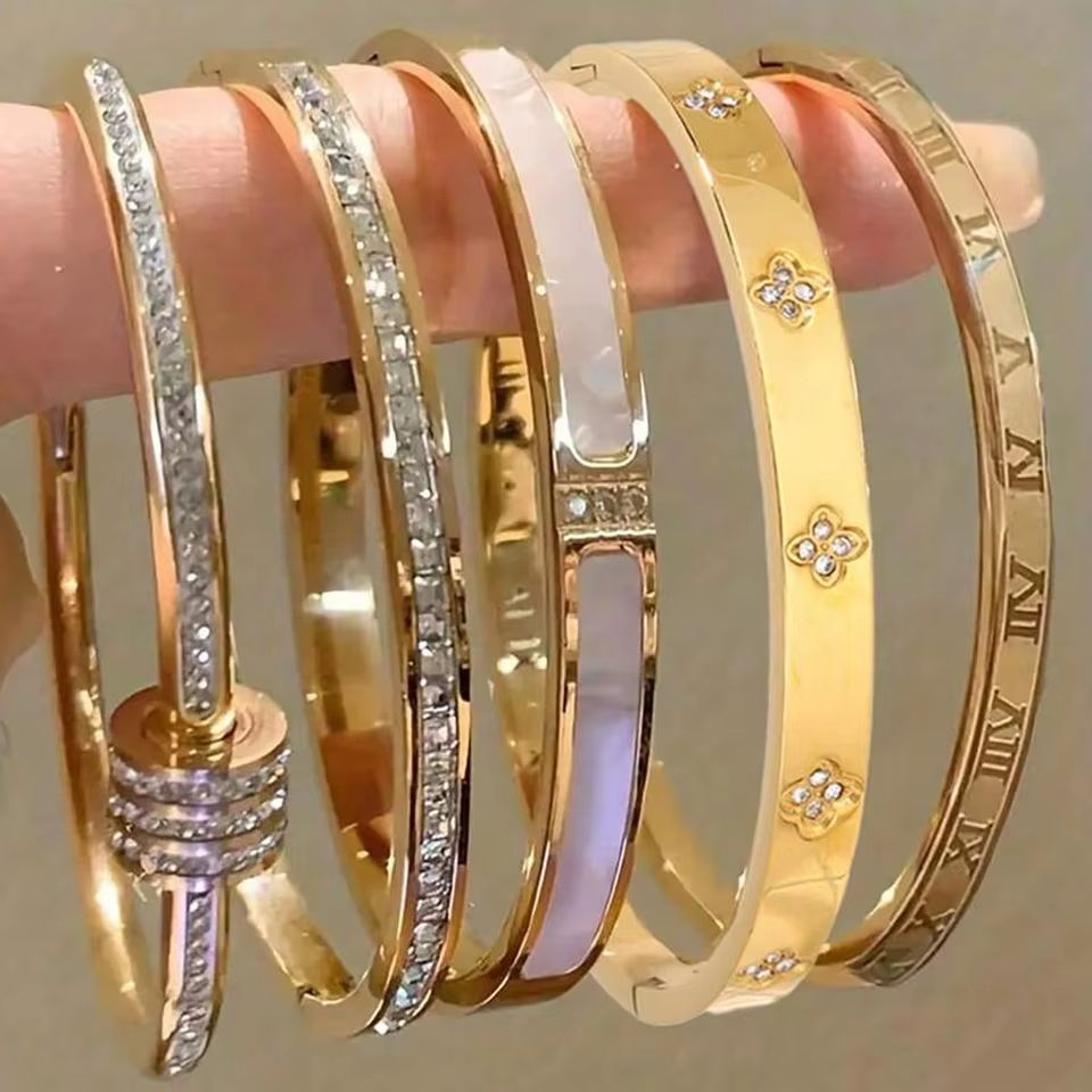 ZAKOL Sparkling Zirconia Stainless Steel Bracelet Set For Women Stackable Bangles 0