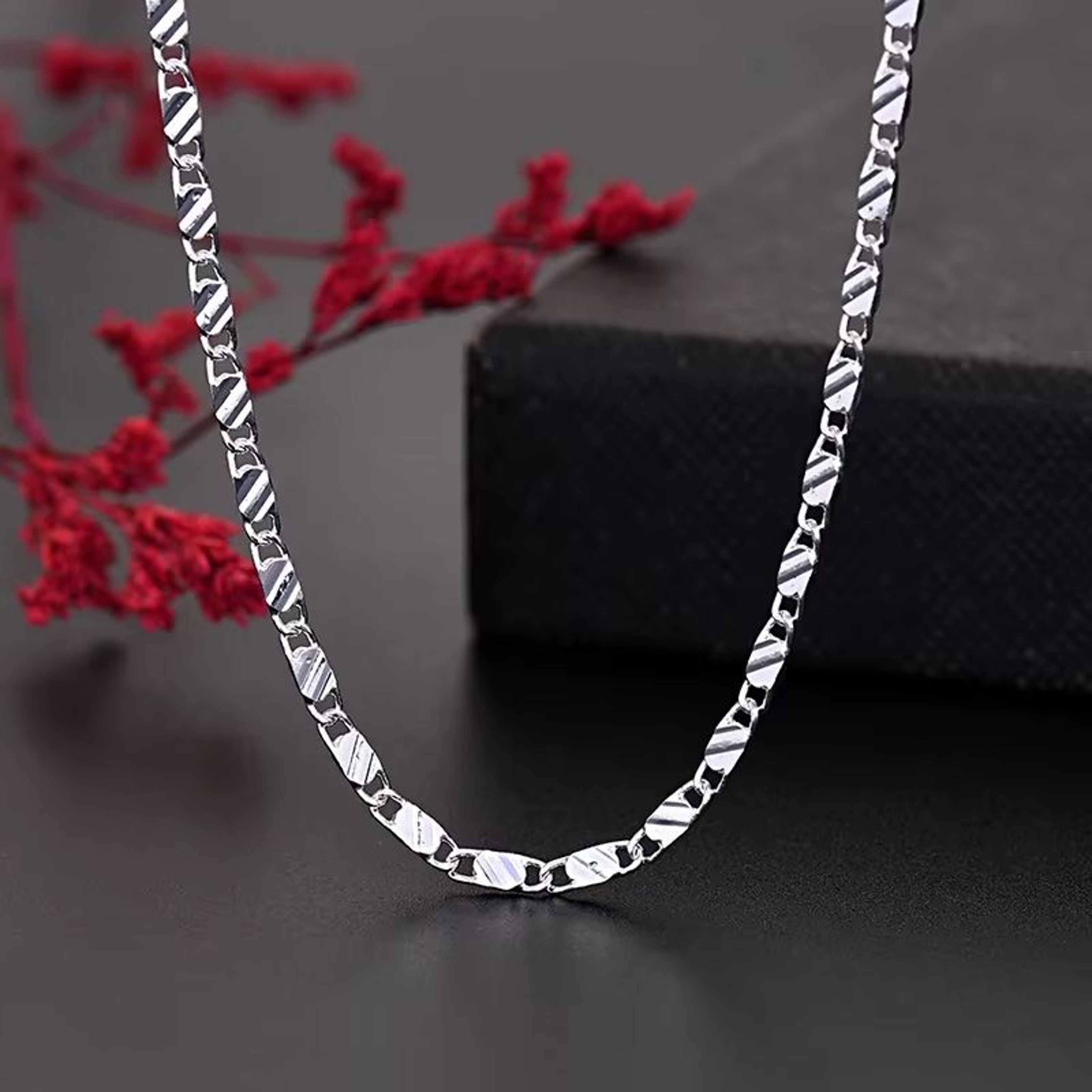 925 Sterling Silver Flat Clavicle Chain Necklace 2mm For Men And Women 0