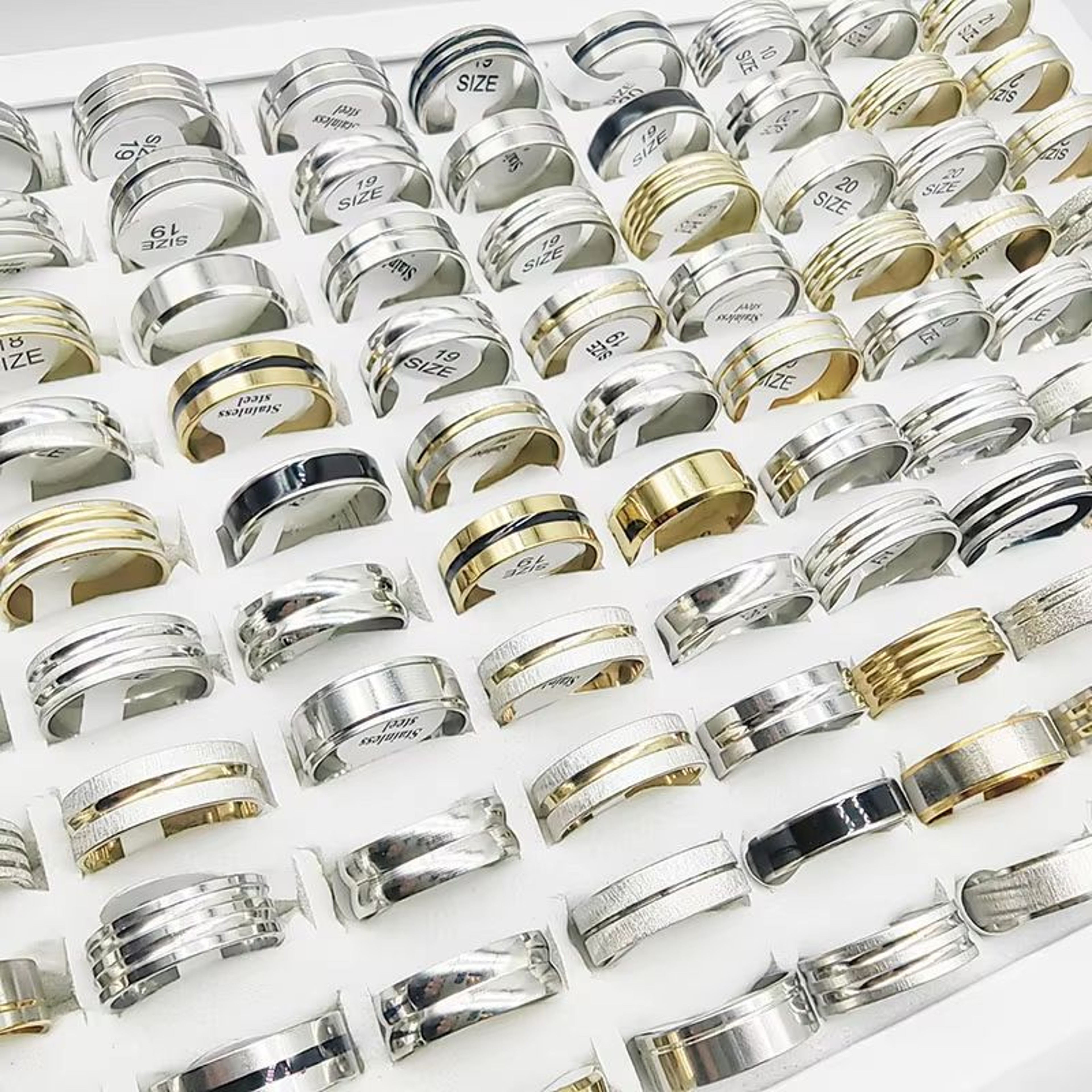 Mixed Style Stainless Steel Finger Rings Set 20 Pieces For Men And Women 4