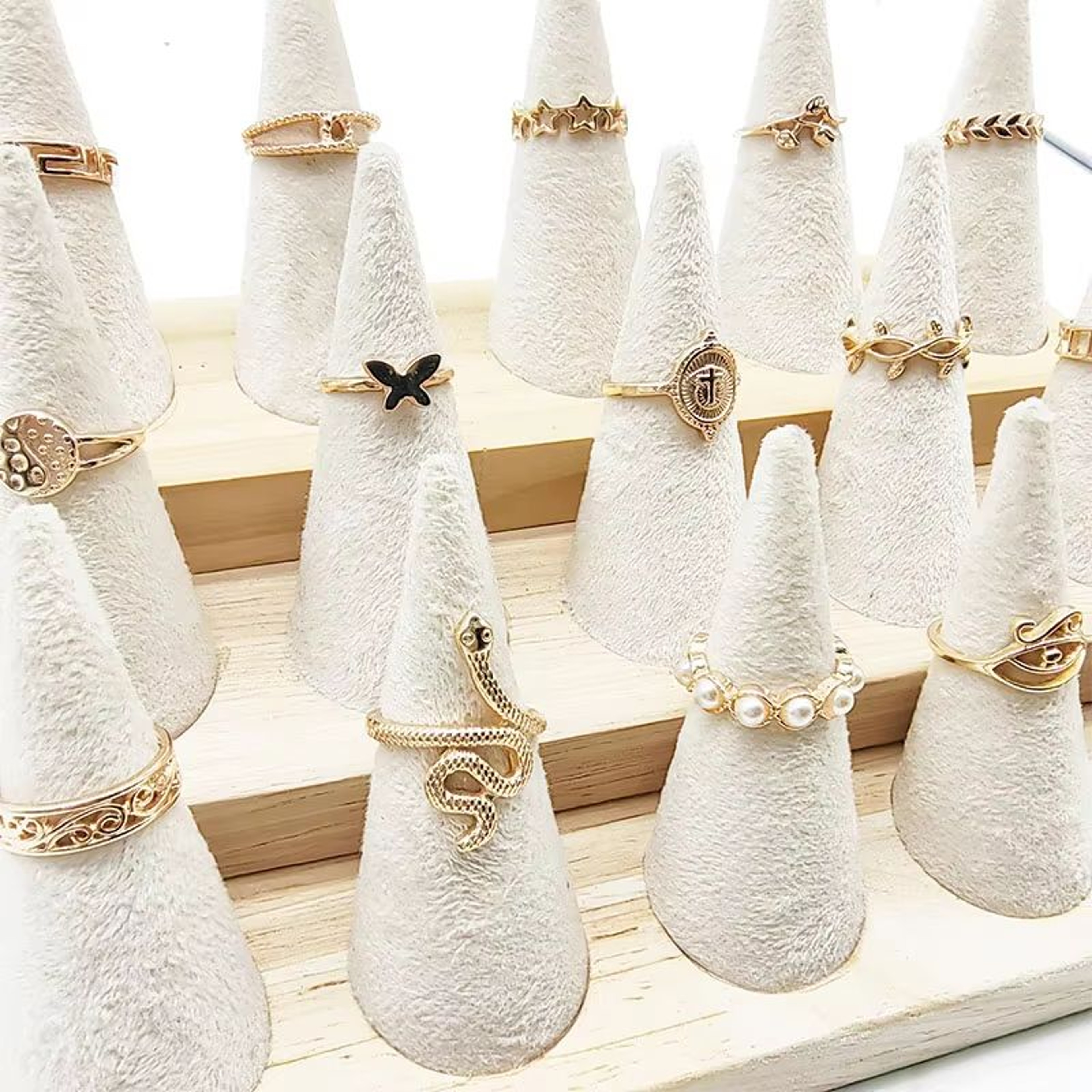 Mix Style Pearl Silver Color Rings Set 30 Pieces For Girls 5