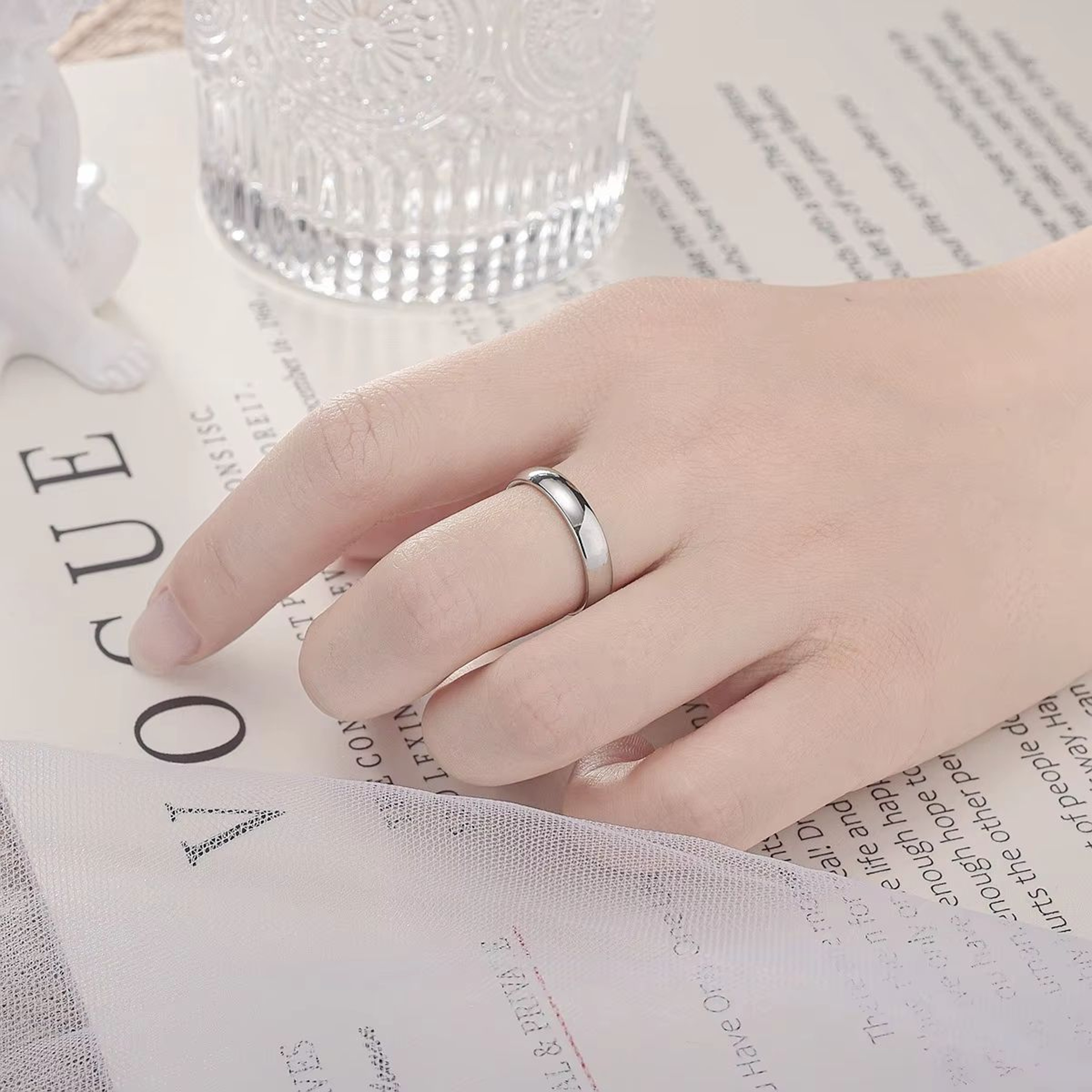 Gold Plated Simple Couple Wedding Engagement Ring 5