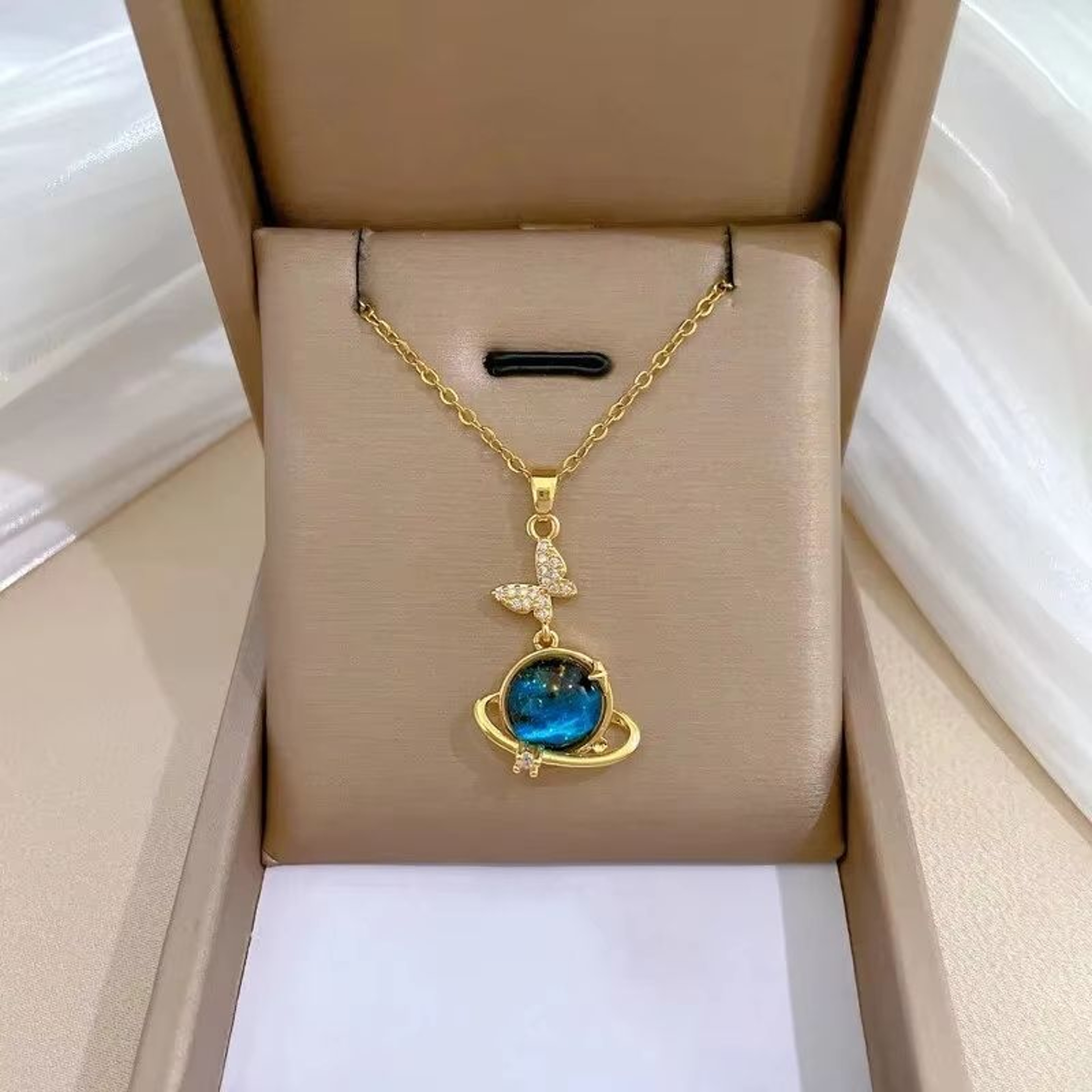 Starry Dream Astronaut Planet Moon Titanium Steel Necklace for Women – view 20