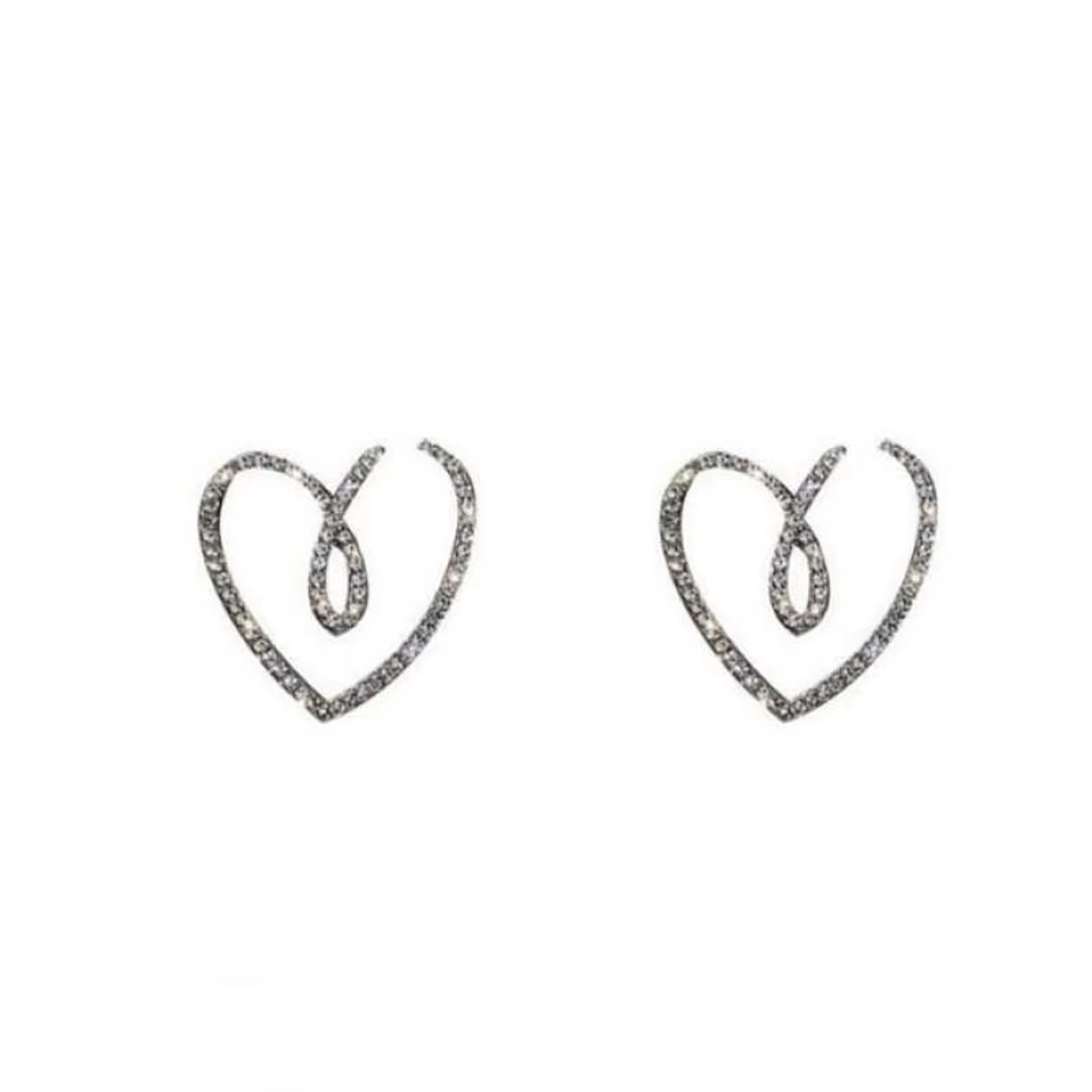 Korean Fashion Crystal Heart Zircon Earrings For Women 925 Silver Needle 4