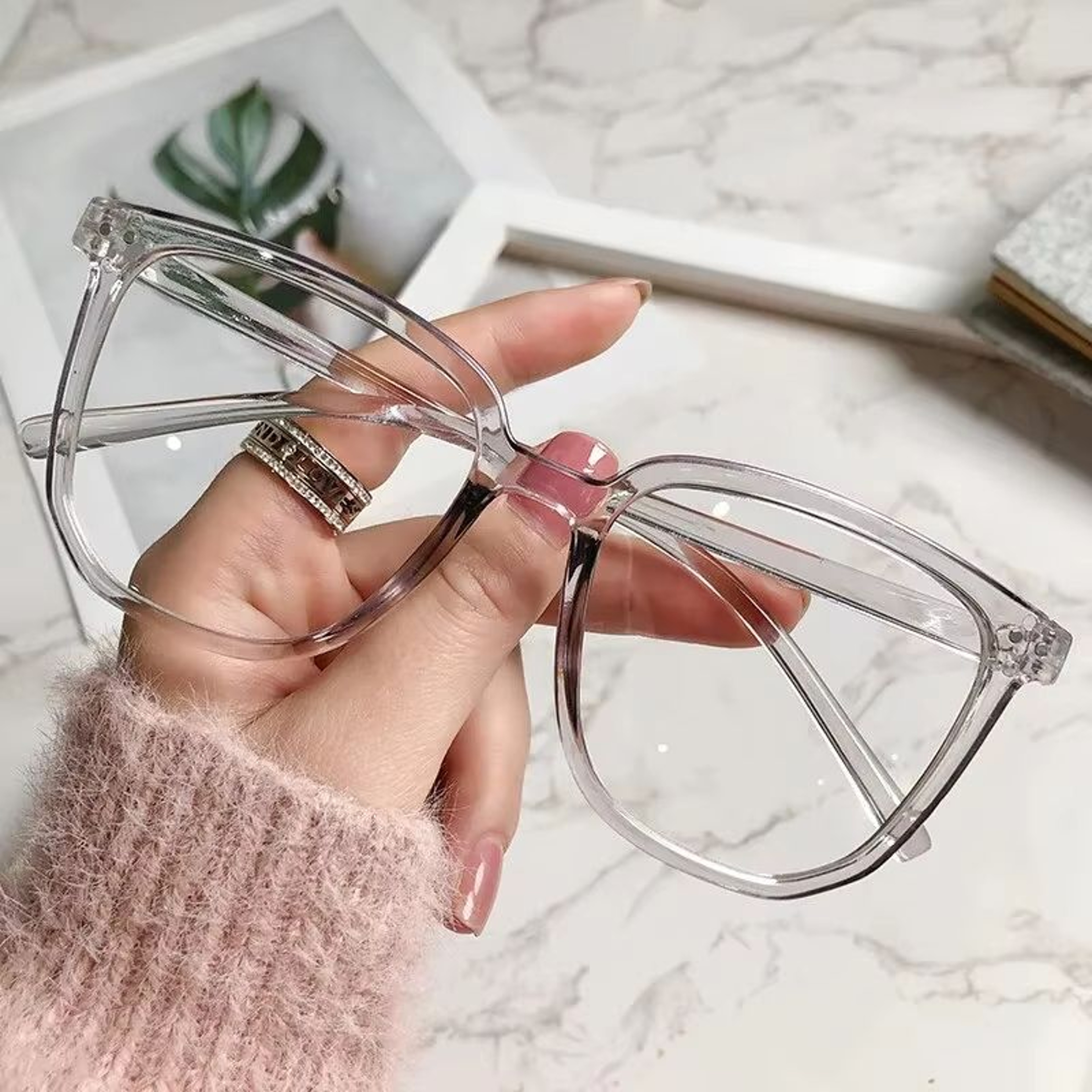 Retro Anti Blue Light Glasses For Women With Flat Light Frame 6