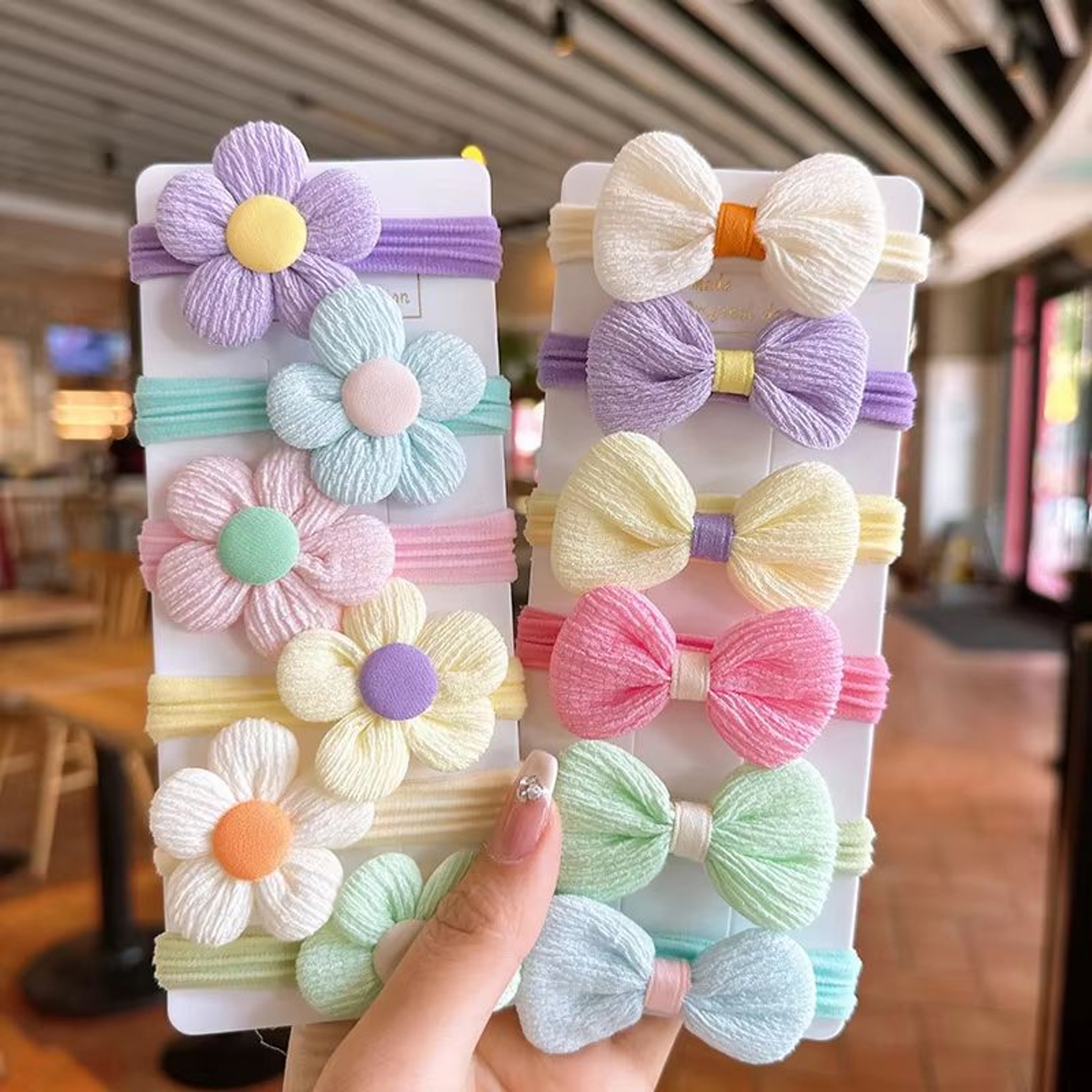 Princess Blossom Flower Hair Ties Set 12PCS Elastic Bow Scrunchies For Girls And Women 8