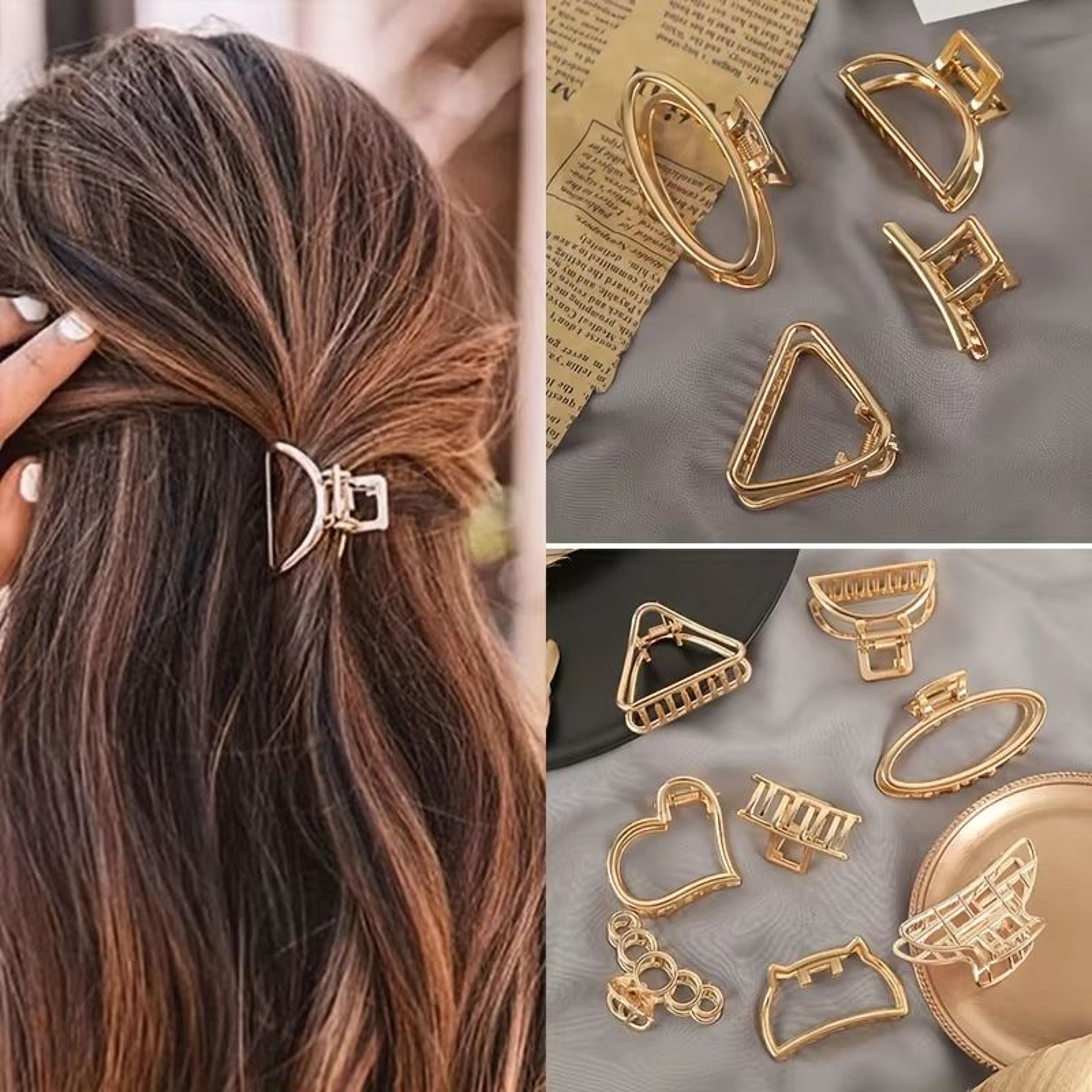SweetHeart Mini Metal Hair Claw Clips  Non Slip Hollow Heart Barrettes For Women  Girls 0