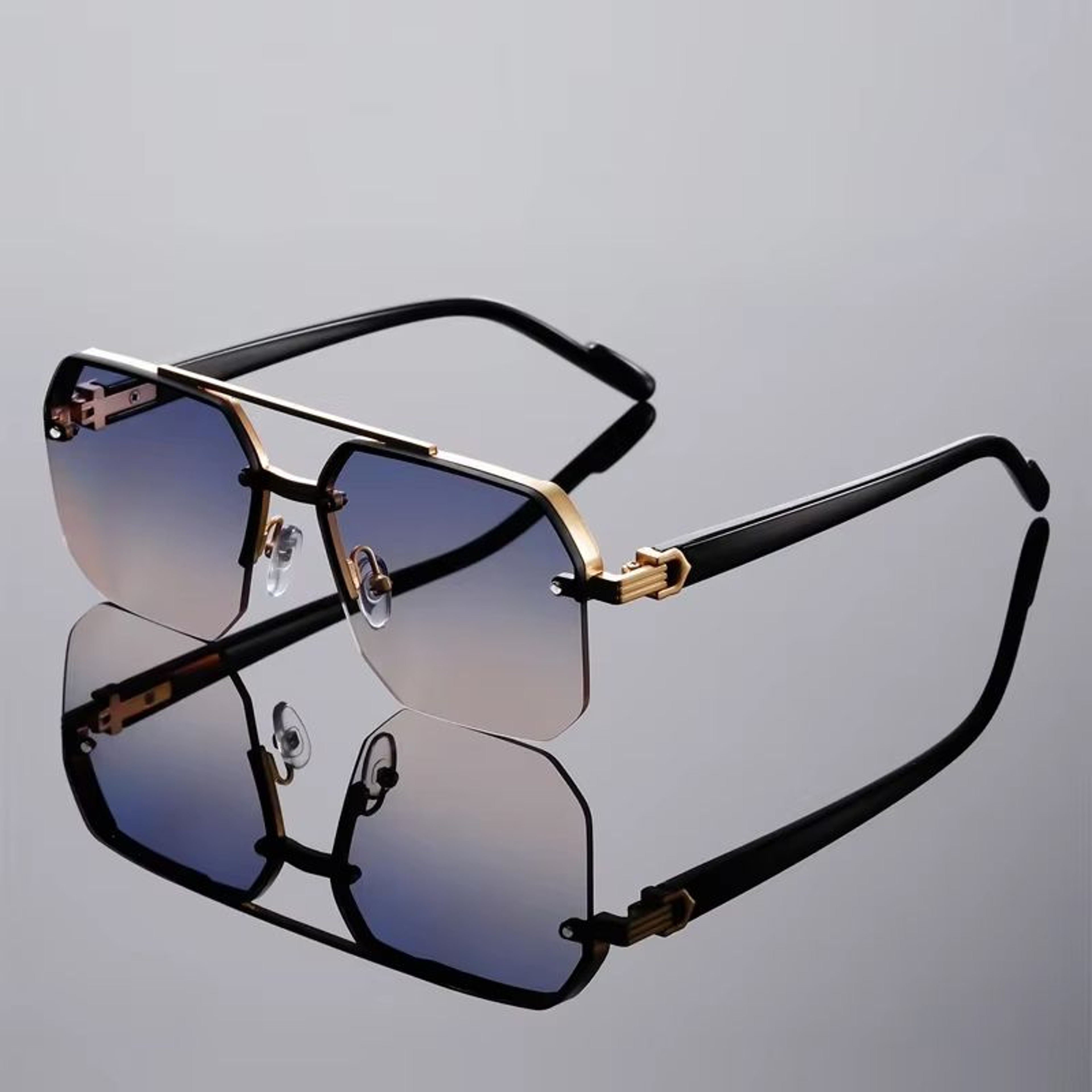 GM Lumias Oversized Semi Rimless Sunglasses For Men Vintage Gradient Casual Shades 10