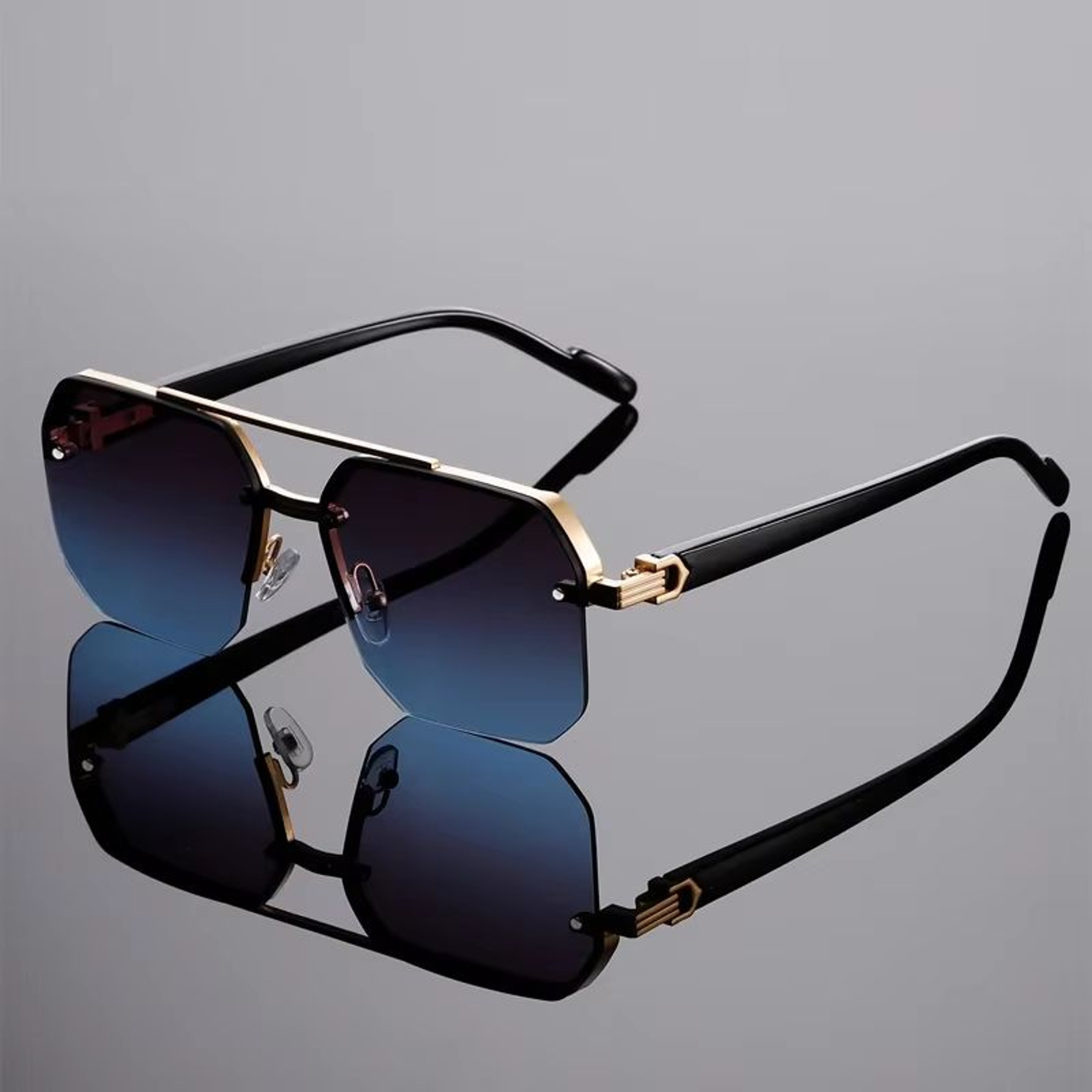 GM Lumias Oversized Semi Rimless Sunglasses For Men Vintage Gradient Casual Shades 1