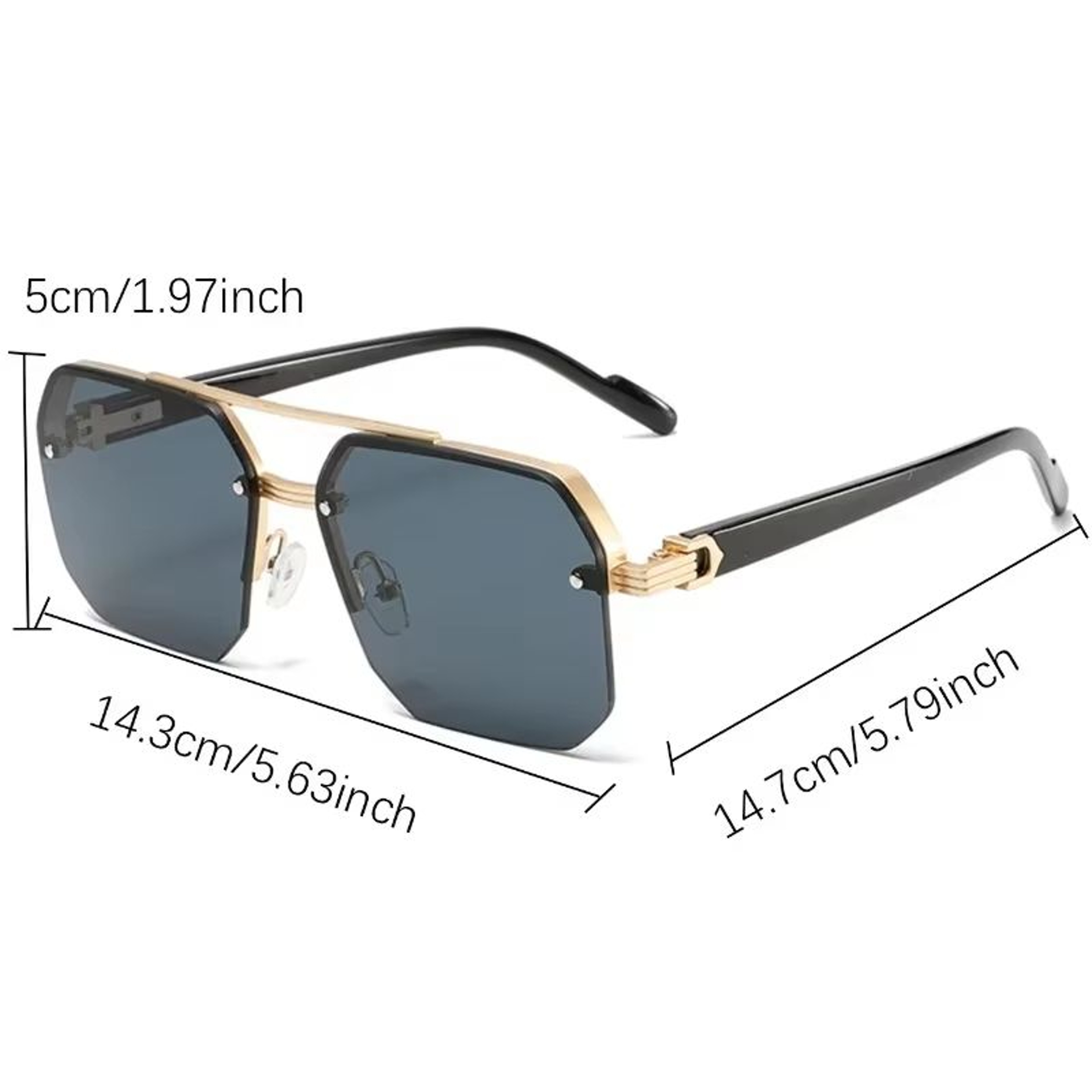 GM Lumias Oversized Semi Rimless Sunglasses For Men Vintage Gradient Casual Shades 5