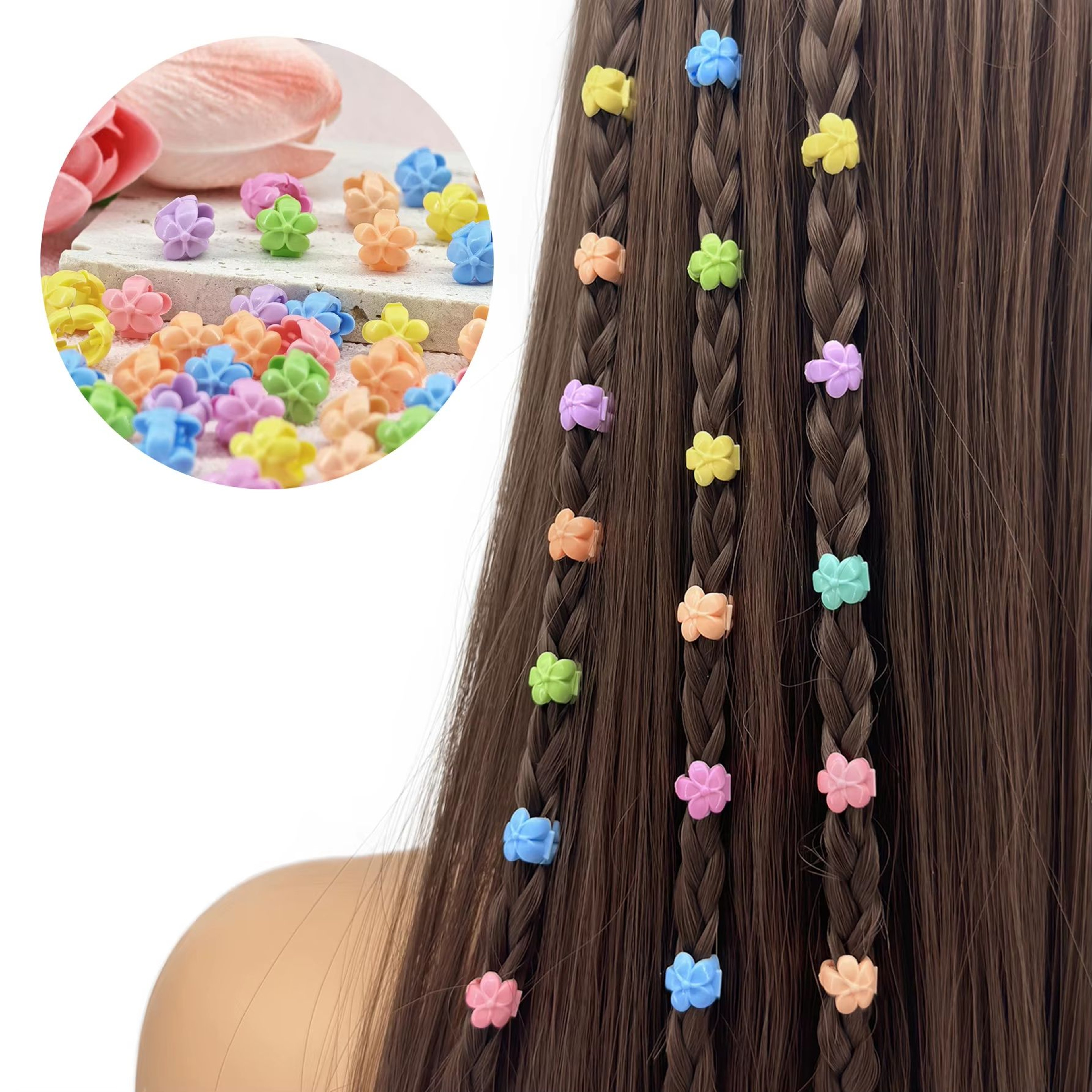 CandyGlow Hair Beads For Braids  60pcs Candy Color Braid  Loc Hair Jewelry Clips 0
