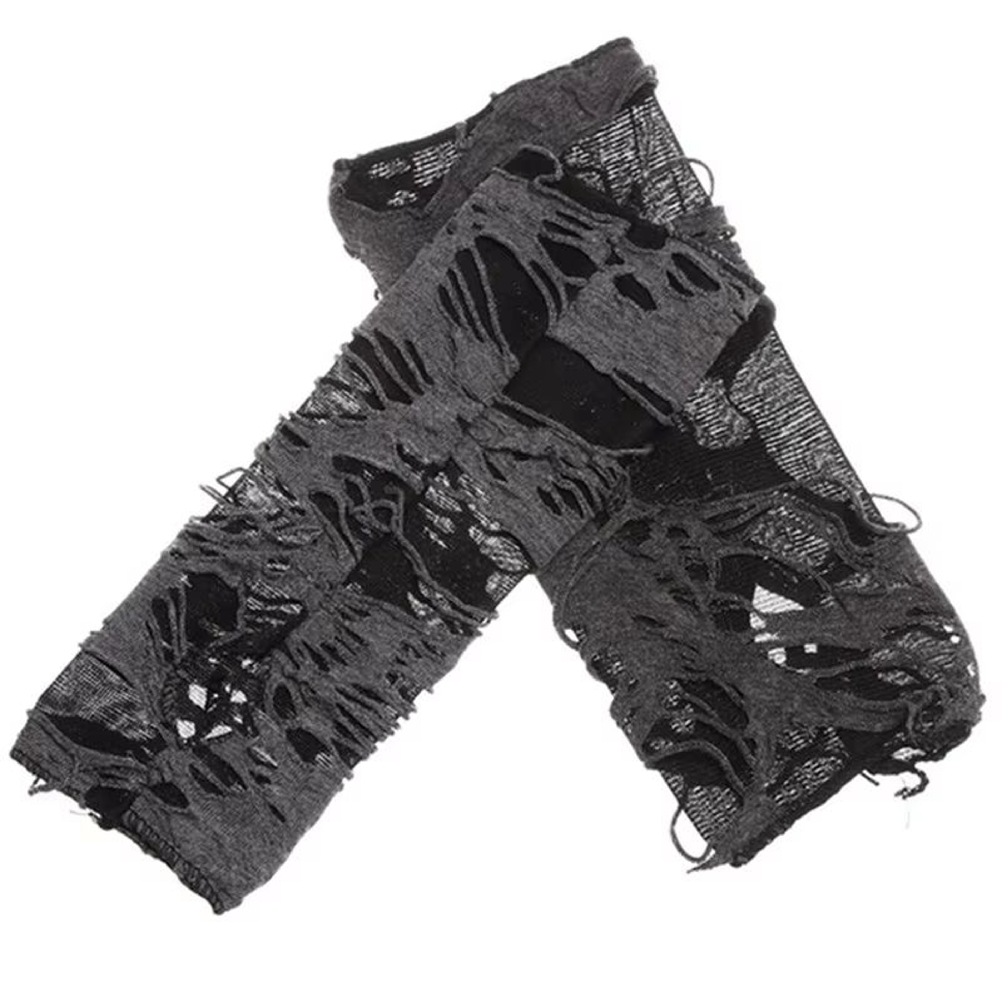 Midnight Edge Gothic Black Gloves  Unisex Fingerless Long Club  Cosplay Mitts 5
